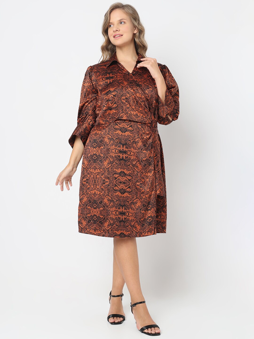VERO MODA CURVE Plus Size Animal Printed Shirt Collar Tie-Ups Wrap Midi Dress, Brown
VERO MODA CURVE Plus Size Animal Printed Shirt Collar Tie-Ups Wrap Midi Dress, Brown