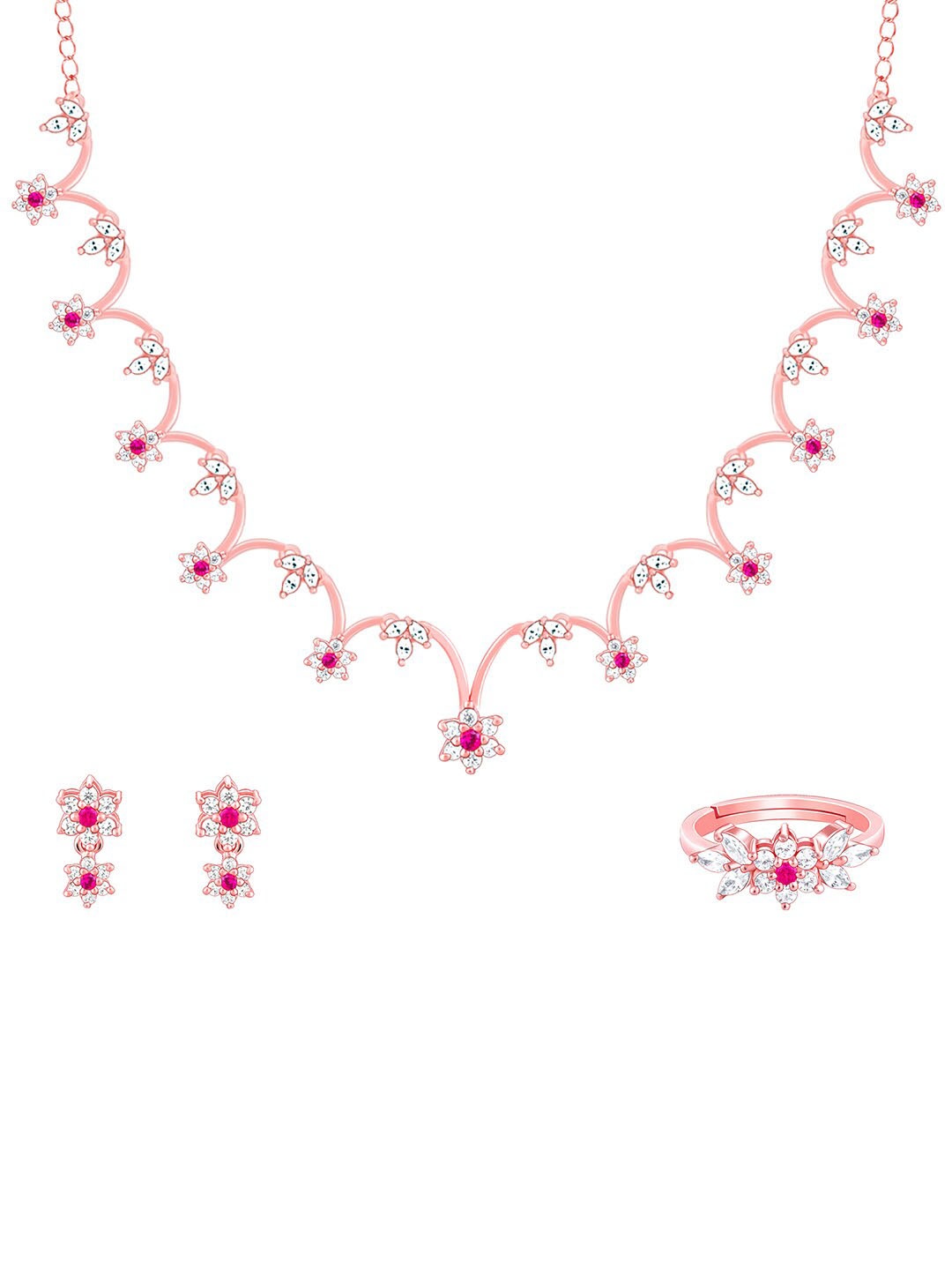 GIVA 925 Sterling Silver Rose Gold-Plated Stone Studded Necklace & Earrings With Ring
GIVA 925 Sterling Silver Rose Gold-Plated Stone Studded Necklace & Earrings With Ring