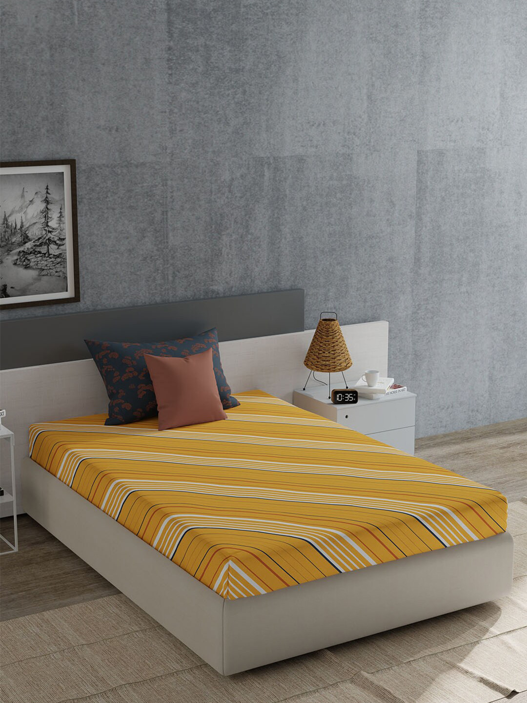 MYTRIDENT Everyday Yellow Striped Pure Cotton 120 TC Single Bedsheet With 1 Pillow Cover
MYTRIDENT Everyday Yellow Striped Pure Cotton 120 TC Single Bedsheet With 1 Pillow Cover