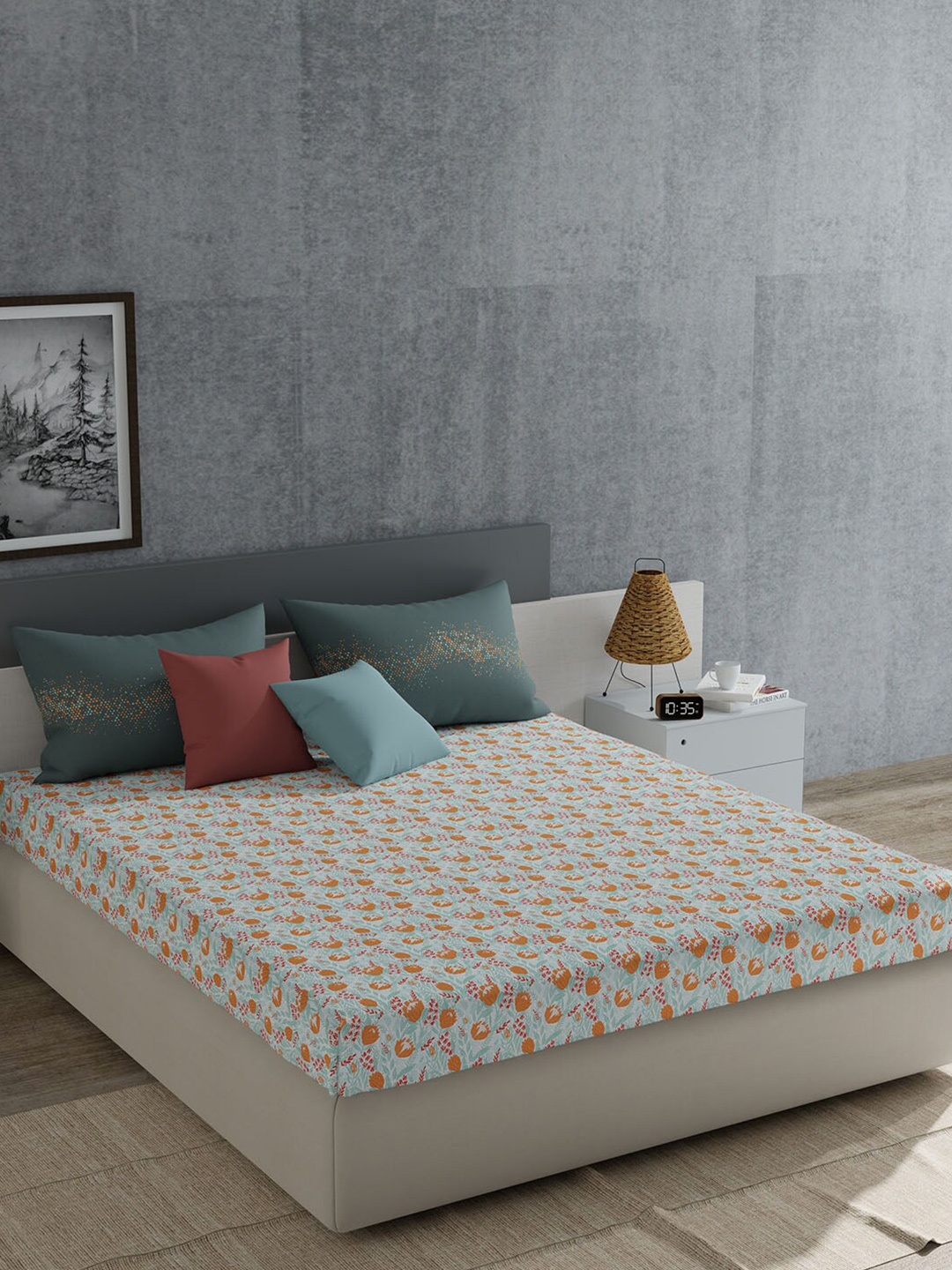 MYTRIDENT Hyacinth Orange Everyday Flat 120TC Queen Cotton 1 Bedsheet with 2 Pillow Covers
MYTRIDENT Hyacinth Orange Everyday Flat 120TC Queen Cotton 1 Bedsheet with 2 Pillow Covers