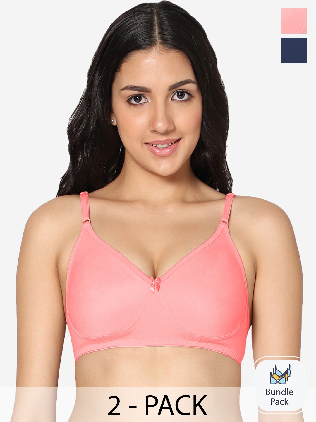 In Care Pack Of 2 Seamless Full Coverage Non Padded All Day Comfort Cotton T-shirt Bras, Navy blue
In Care Pack Of 2 Seamless Full Coverage Non Padded All Day Comfort Cotton T-shirt Bras, Navy blue