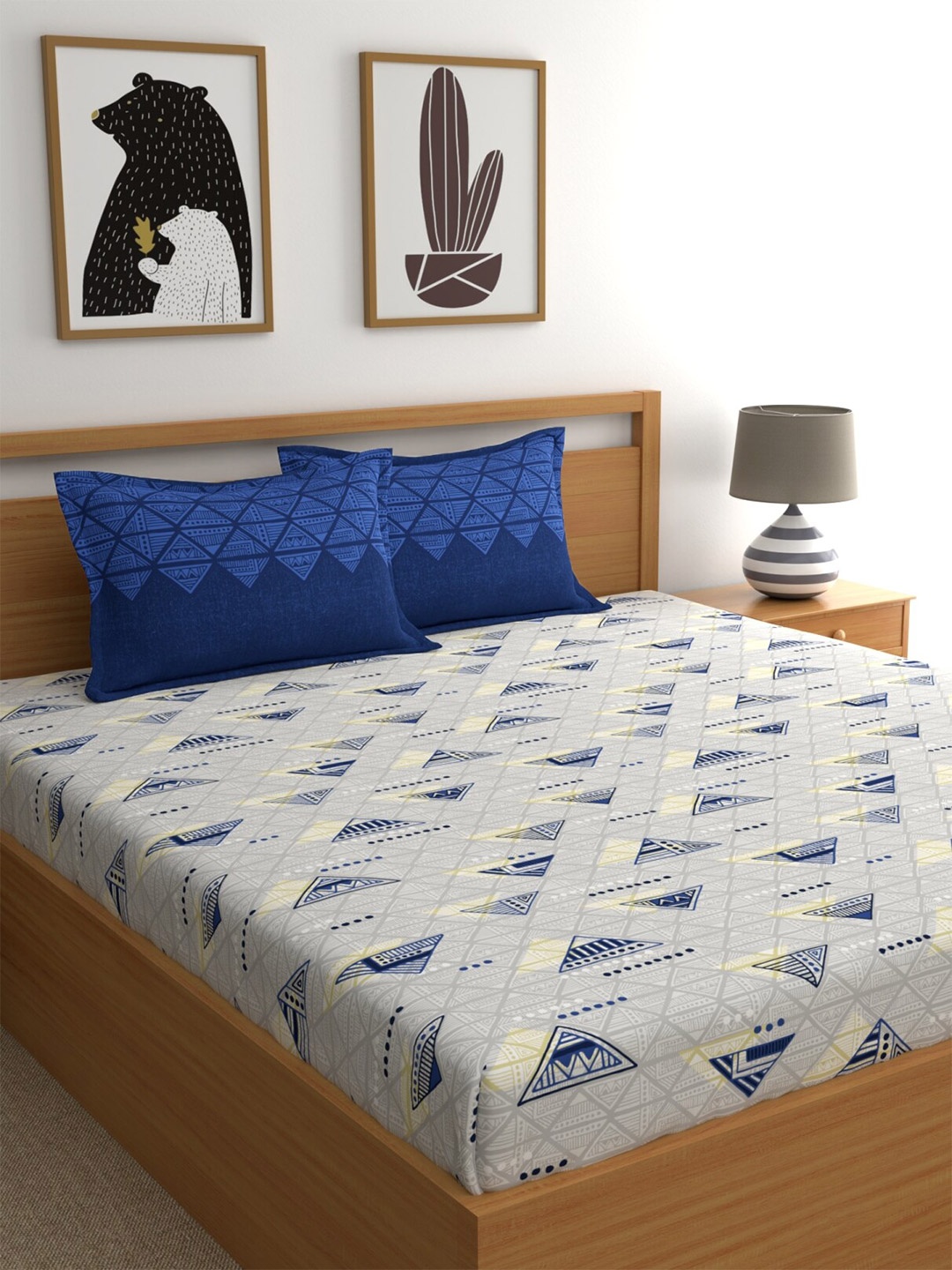 Home Ecstasy Blue & White Geometric Pure Cotton 140 TC Queen Bedsheet with 2 Pillow Covers
Home Ecstasy Blue & White Geometric Pure Cotton 140 TC Queen Bedsheet with 2 Pillow Covers