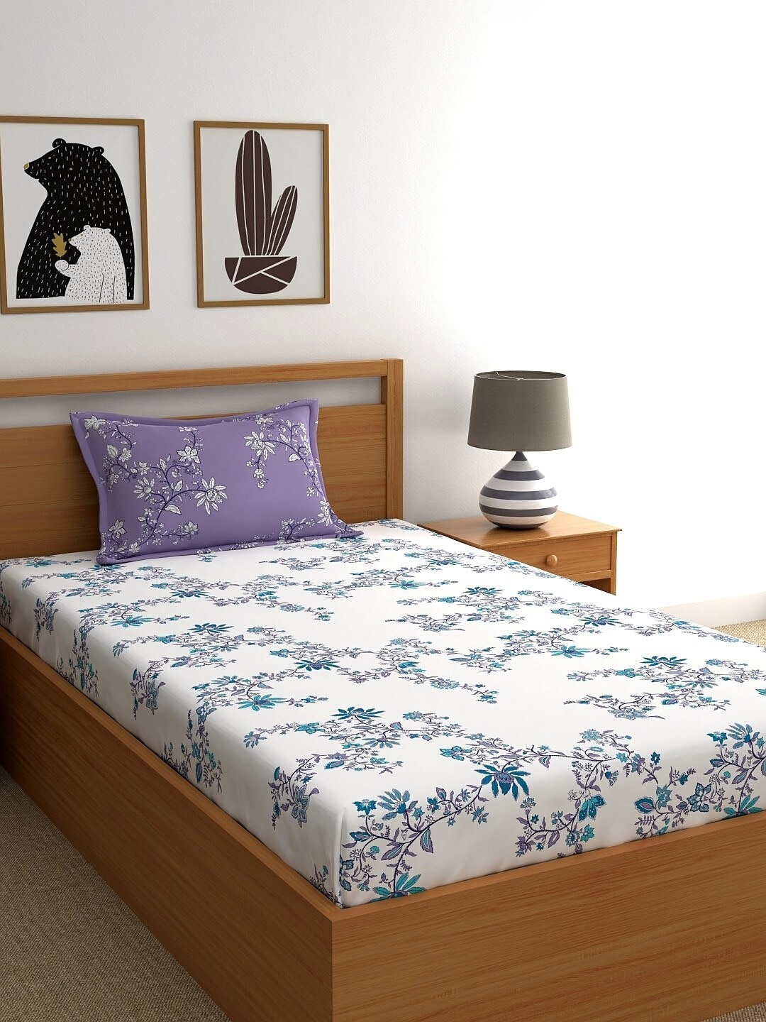 Home Ecstasy Lavender Floral Pure Cotton 140 TC Fitted Single Bedsheet & 1 Pillow Cover
Home Ecstasy Lavender Floral Pure Cotton 140 TC Fitted Single Bedsheet & 1 Pillow Cover
