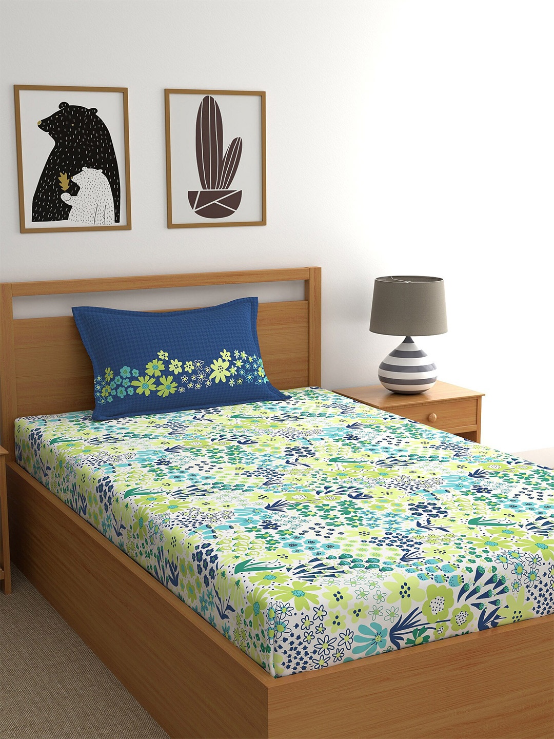 Home Ecstasy Green & Blue Floral Pure Cotton 180 TC Single Bedsheet with 1 Pillow Cover
Home Ecstasy Green & Blue Floral Pure Cotton 180 TC Single Bedsheet with 1 Pillow Cover