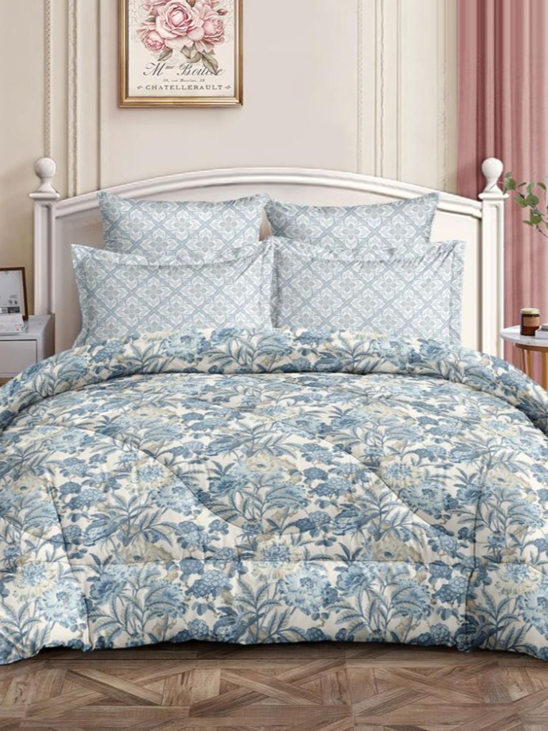 RRC Turquoise Blue Floral Microfiber Reversible 200 GSM Mild Winter Double Bed Comforter
RRC Turquoise Blue Floral Microfiber Reversible 200 GSM Mild Winter Double Bed Comforter