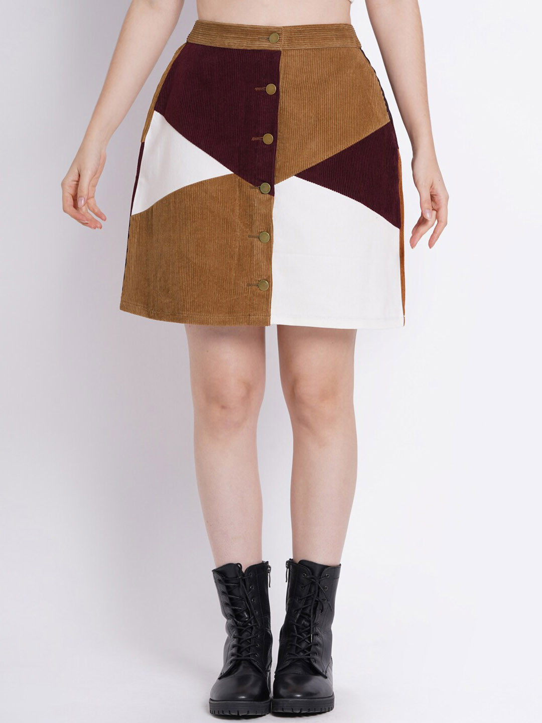 SUMAVI-FASHION Colourblocked Organic Cotton Corduroy Straight Mini Skirt, Brown
SUMAVI-FASHION Colourblocked Organic Cotton Corduroy Straight Mini Skirt, Brown
