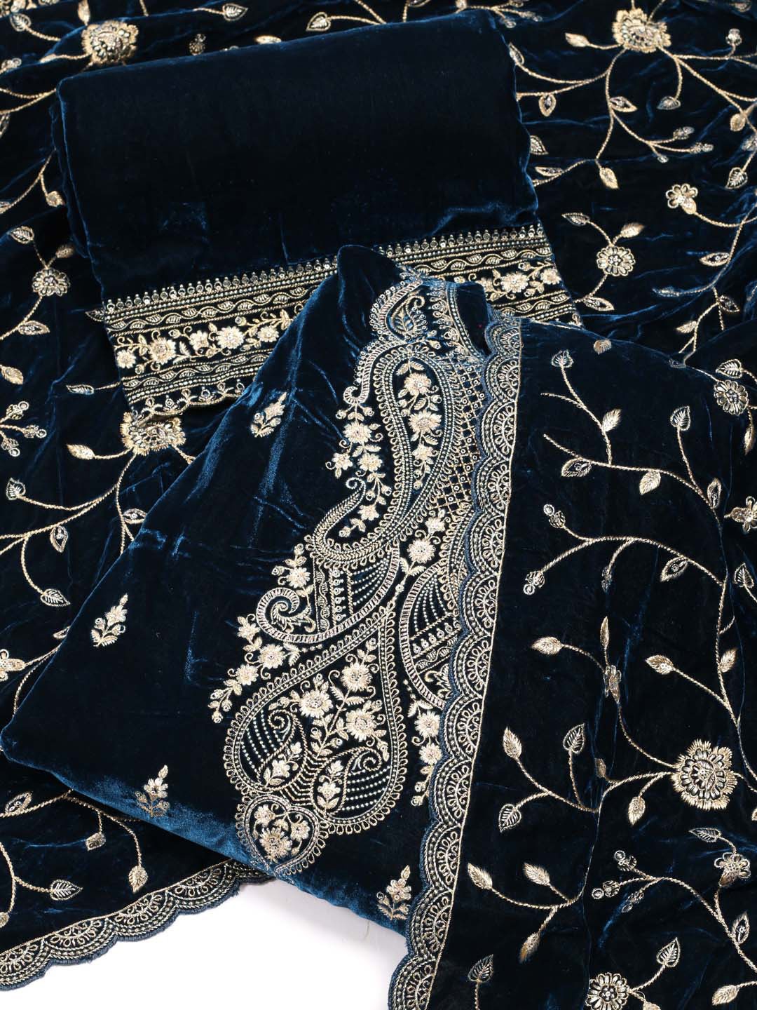 Meena Bazaar Ethnic Motifs Embroidered Sequinned Velvet Unstitched Dress Material, Navy blue
Meena Bazaar Ethnic Motifs Embroidered Sequinned Velvet Unstitched Dress Material, Navy blue