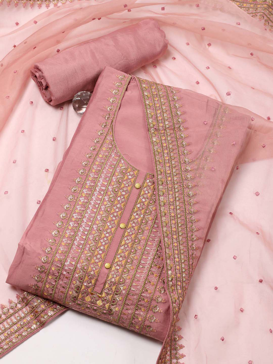 Meena Bazaar Ethnic Motifs Embroidered Sequinned Detailed Unstitched Dress Material, Peach
Meena Bazaar Ethnic Motifs Embroidered Sequinned Detailed Unstitched Dress Material, Peach