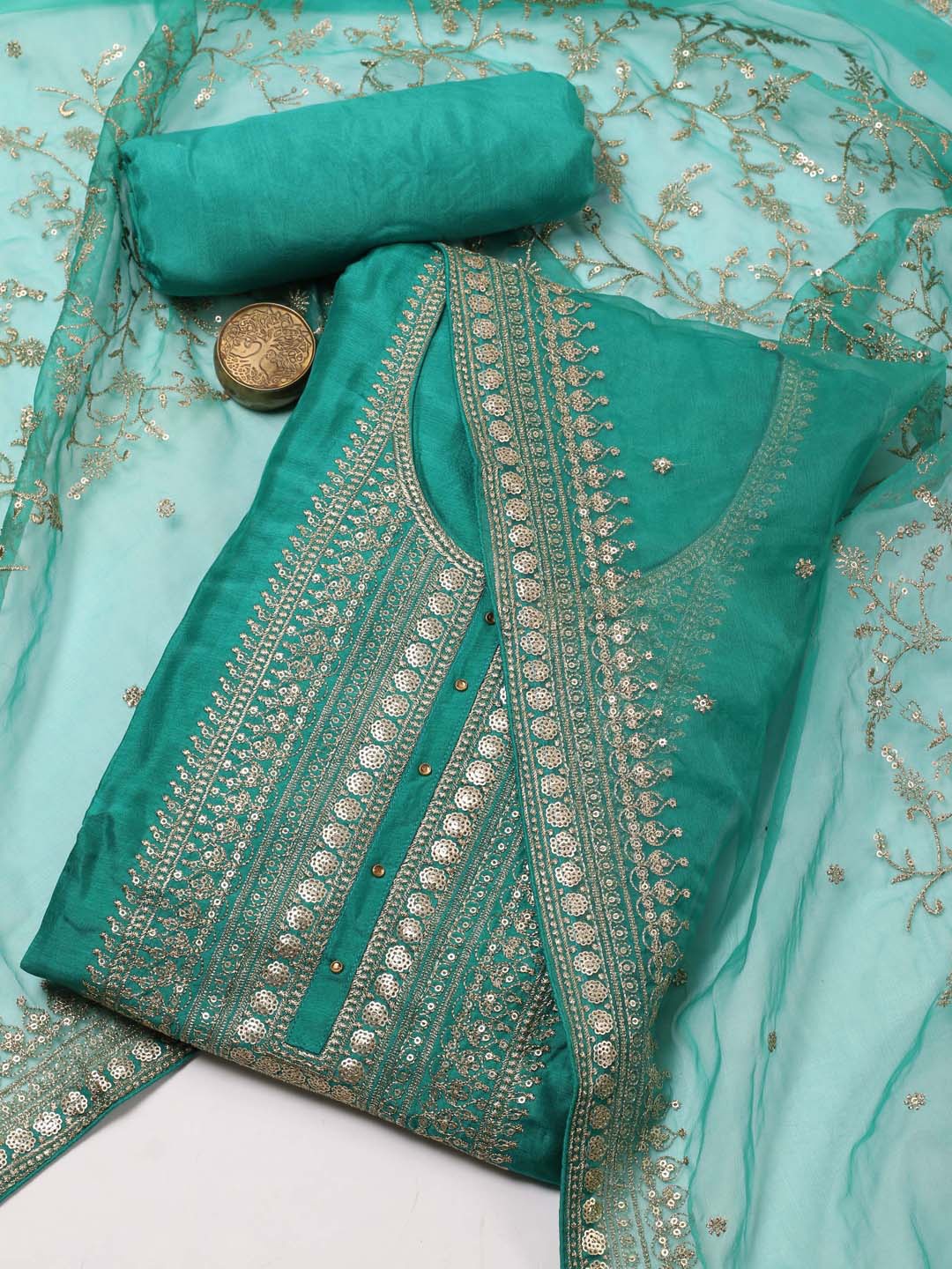 Meena Bazaar Ethnic Motifs Embroidered Sequinned Detailed Unstitched Dress Material, Green
Meena Bazaar Ethnic Motifs Embroidered Sequinned Detailed Unstitched Dress Material, Green