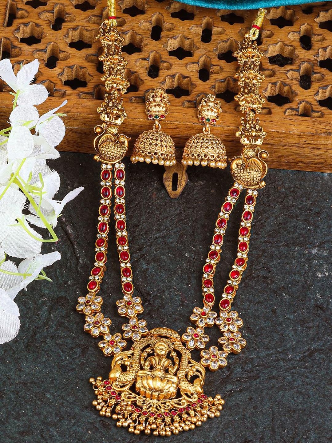 GRIIHAM Gold Plated & CZ Studded Jewellery Set