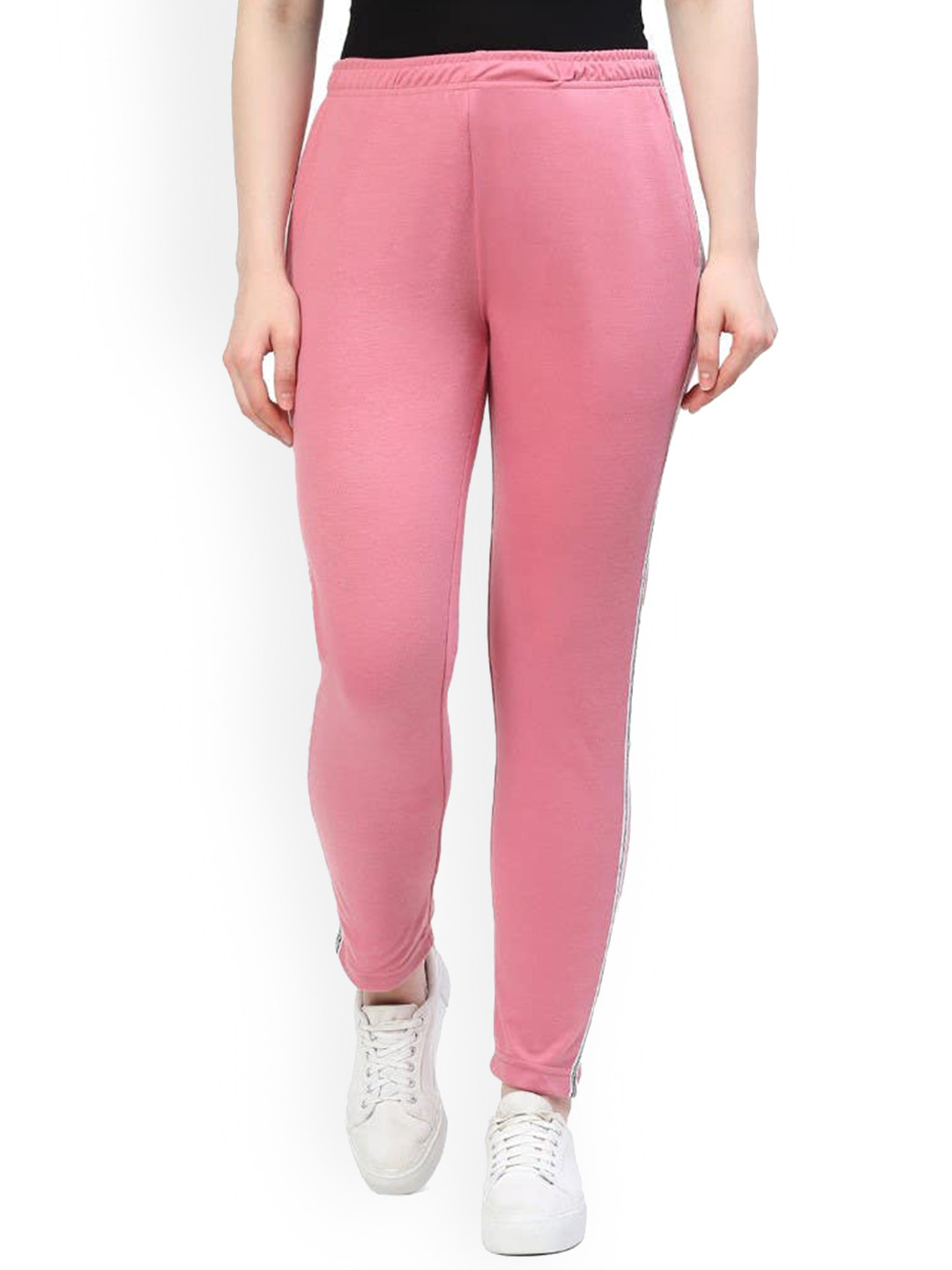 2Bme Women Mid-Rise Track Pants With Side Panel Detail, Peach 
2Bme Women Mid-Rise Track Pants With Side Panel Detail, Peach