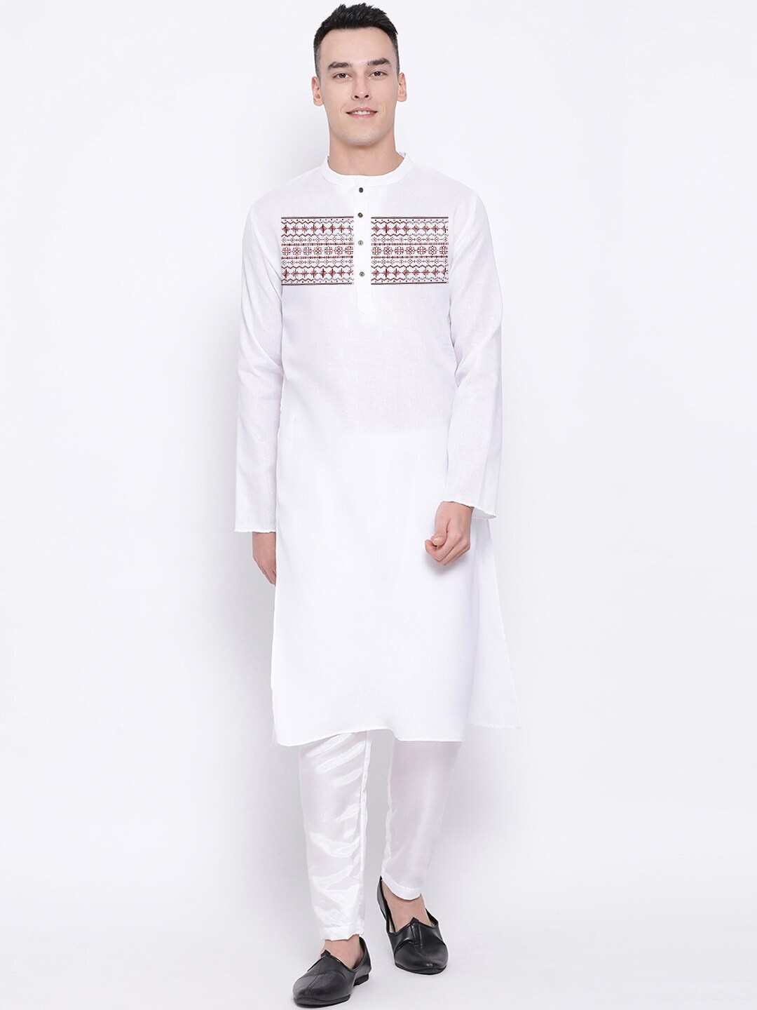 DEVOILER Ethnic Motifs Printed Mandarin Collar White Romance Straight Kurta With Pyjamas
DEVOILER Ethnic Motifs Printed Mandarin Collar White Romance Straight Kurta With Pyjamas