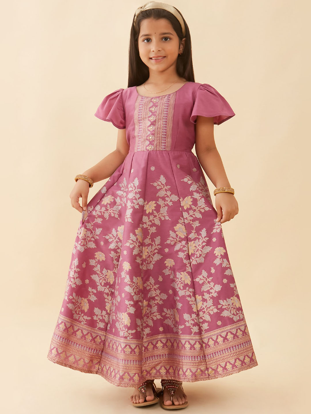 Maybell Girls Floral Printed Silk A-Line Maxi Ethnic Dress, Purple
Maybell Girls Floral Printed Silk A-Line Maxi Ethnic Dress, Purple