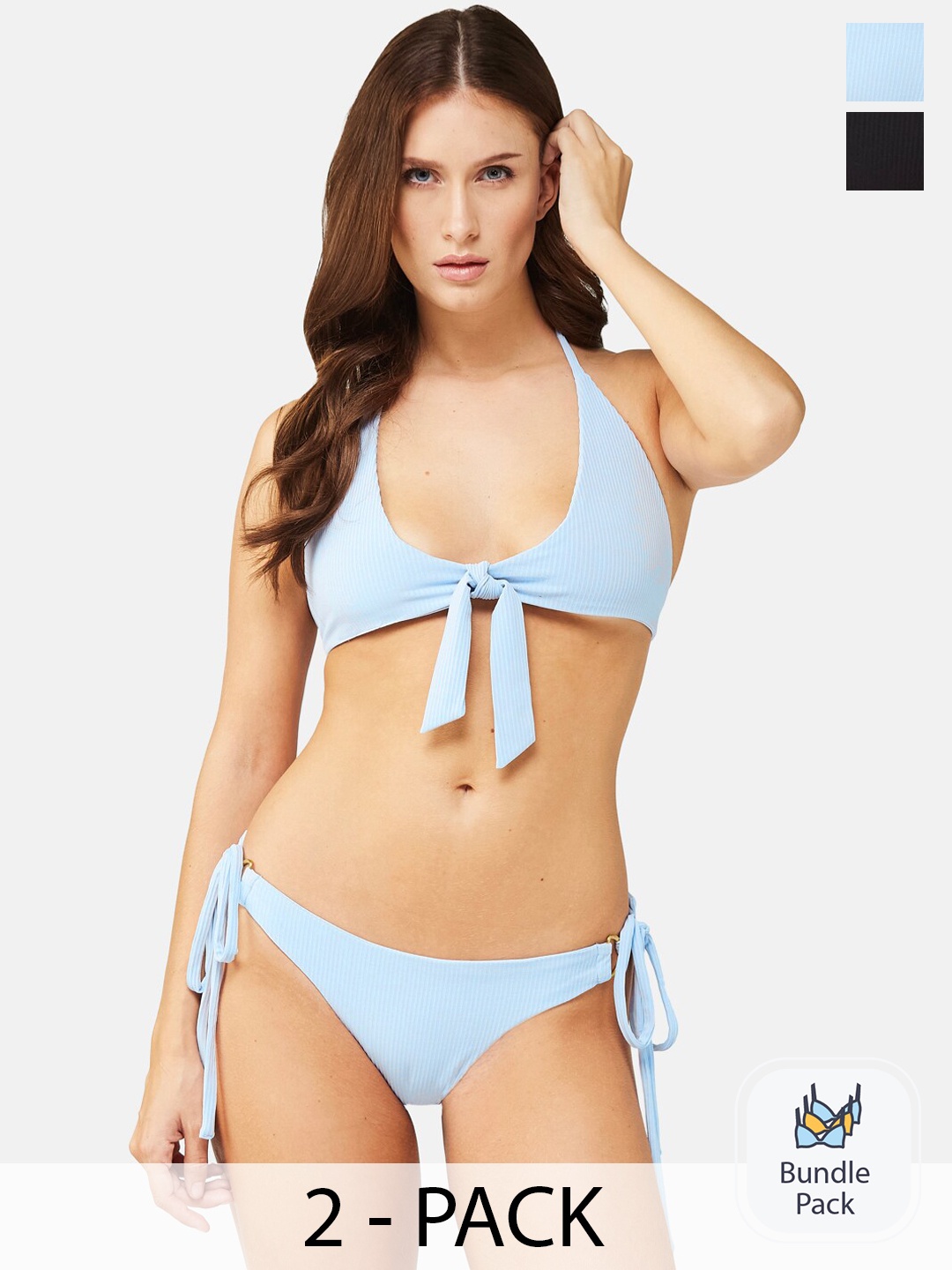 SECRETS BY ZEROKAATA Pack Of 2 Assorted Ribbed Stretchable Beach Wear Bikini Sets
SECRETS BY ZEROKAATA Pack Of 2 Assorted Ribbed Stretchable Beach Wear Bikini Sets