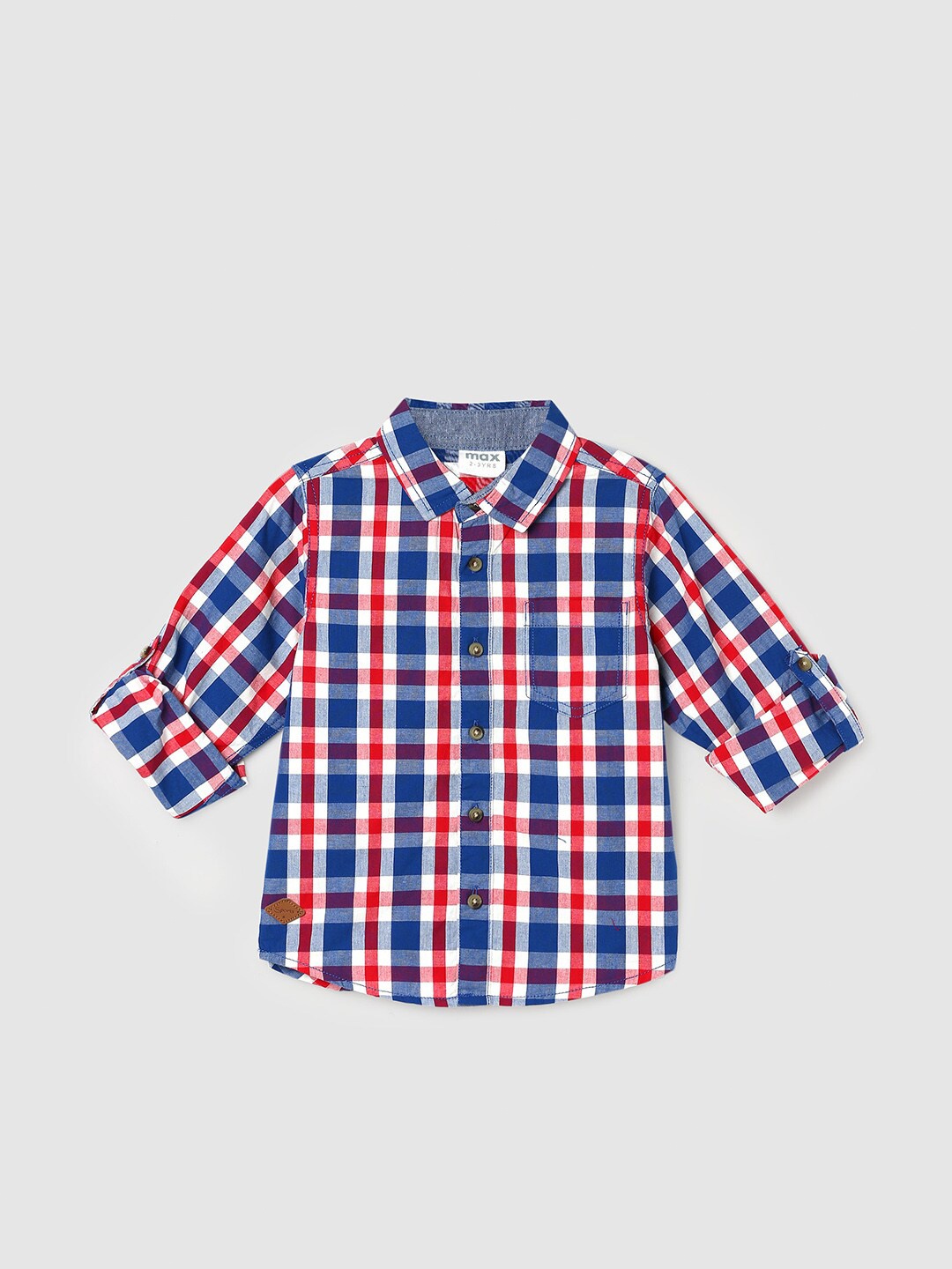max Boys Gingham Checked Spread Collar Roll-Up Sleeves Pure Cotton Casual Shirt, Navy blue
max Boys Gingham Checked Spread Collar Roll-Up Sleeves Pure Cotton Casual Shirt, Navy blue