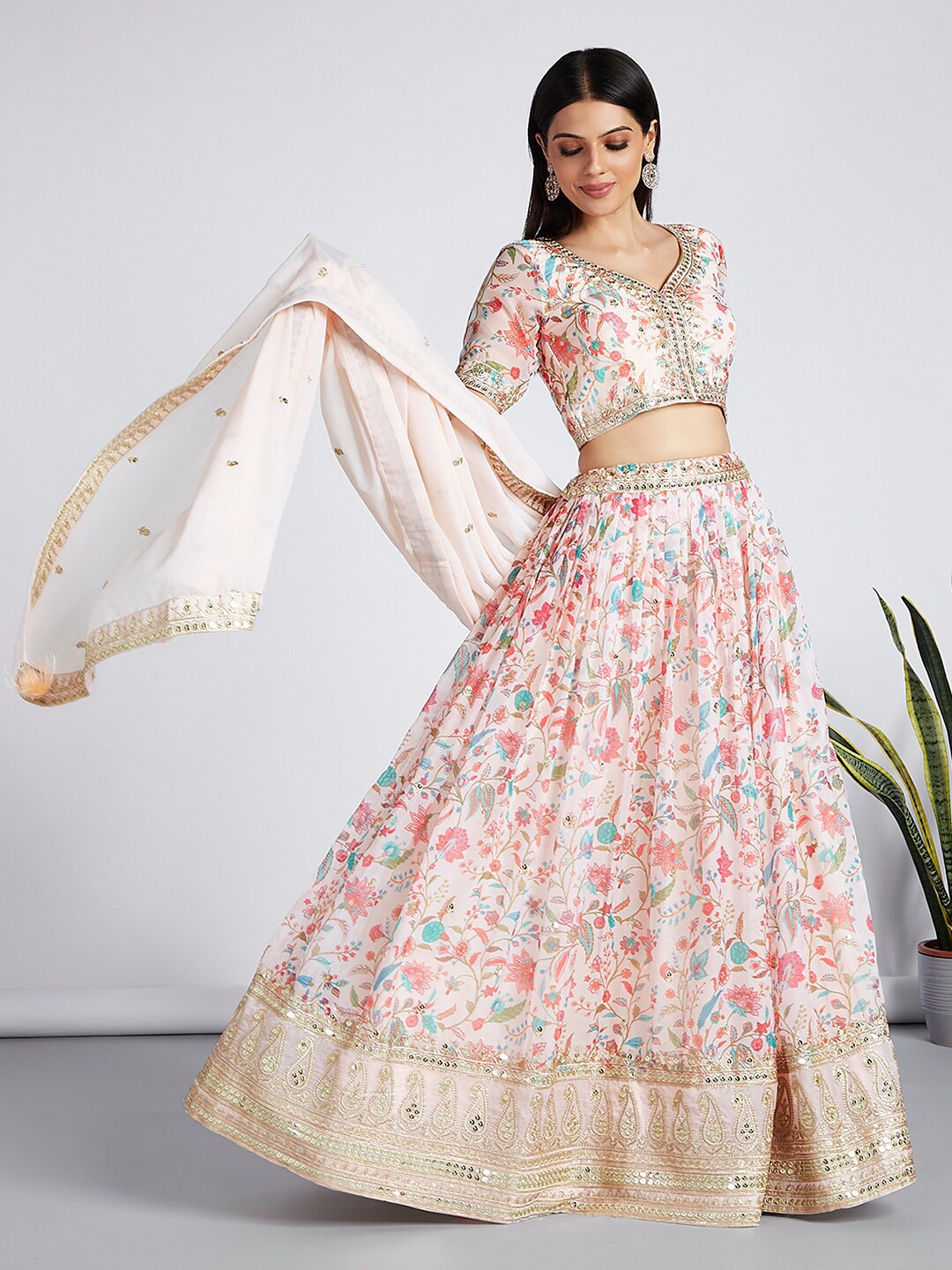 panchhi Embroidered Sequinned Semi-Stitched Lehenga & Unstitched Blouse With Dupatta, Cream
panchhi Embroidered Sequinned Semi-Stitched Lehenga & Unstitched Blouse With Dupatta, Cream
