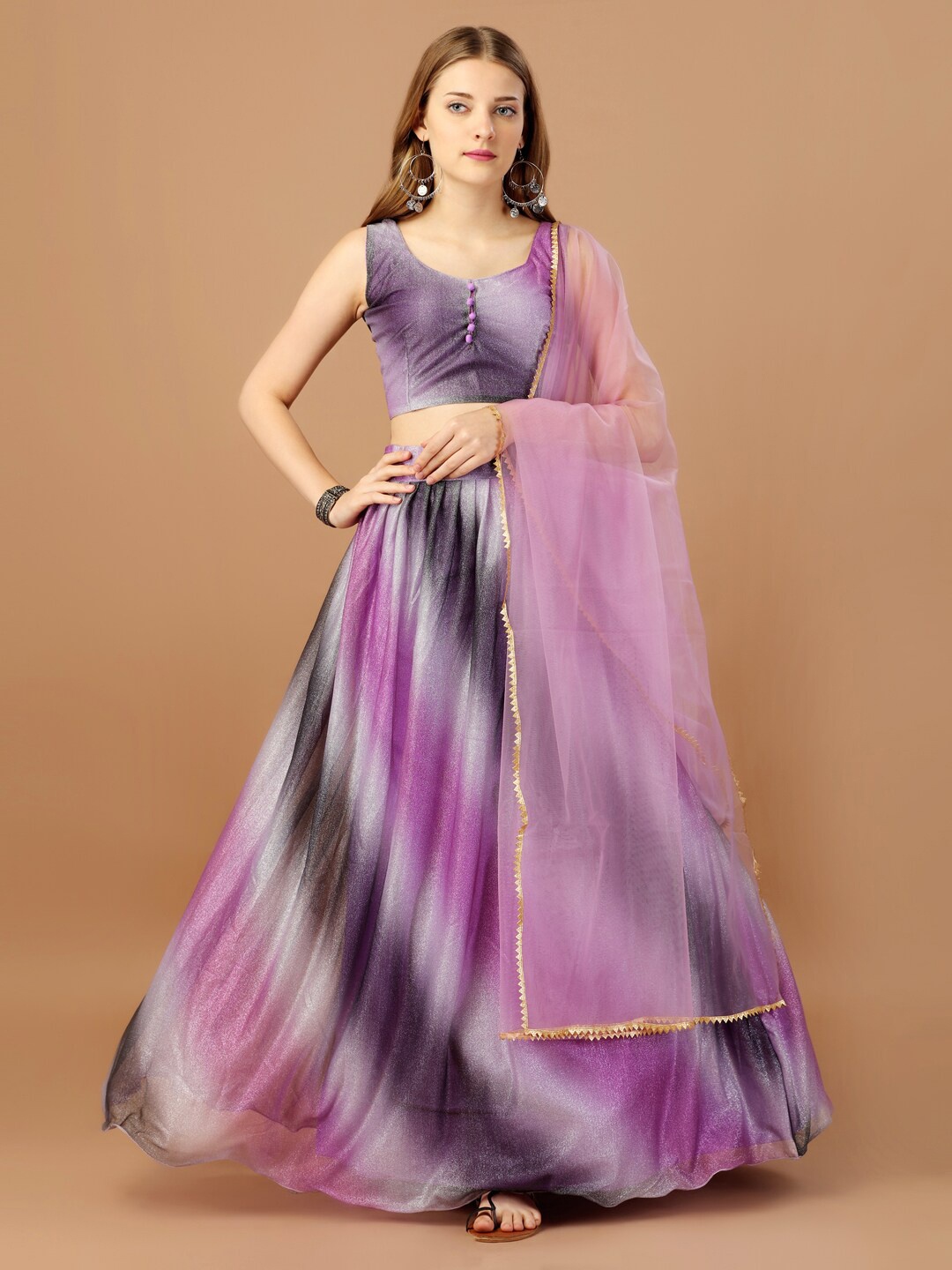 Fab Dadu Tie & Dye Printed Semi-Stitched Lehenga & Unstitched Blouse With Dupatta, Purple
Fab Dadu Tie & Dye Printed Semi-Stitched Lehenga & Unstitched Blouse With Dupatta, Purple
