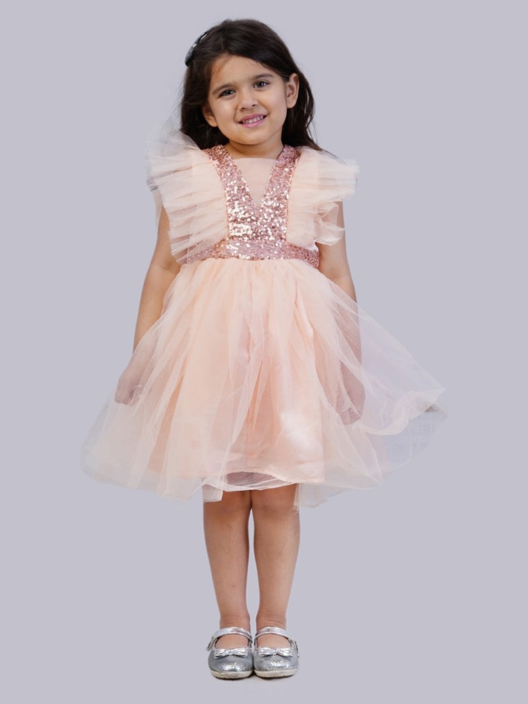 Bella Moda Girls Square Neck Flutter Sleeves Gathered Detail Satin Fit and Flare Dress, Peach
Bella Moda Girls Square Neck Flutter Sleeves Gathered Detail Satin Fit and Flare Dress, Peach