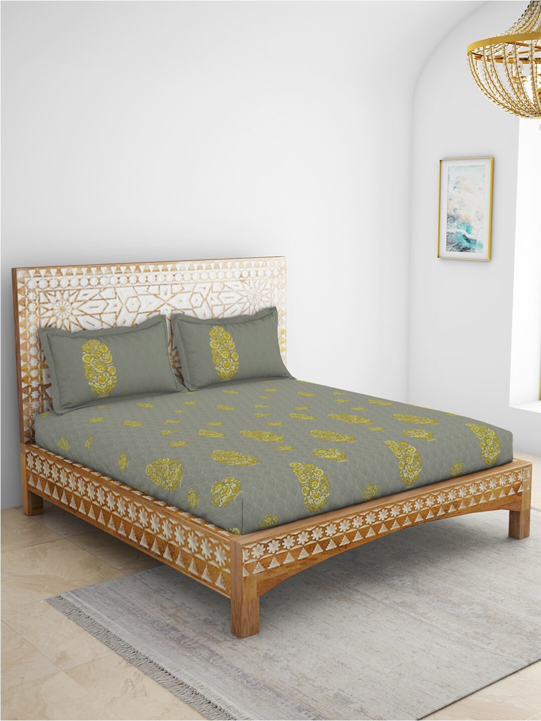 SPACES Gulrana Grey & Yellow Ethnic Motifs Cotton 210 TC King Bedsheet & 2 Pillow Covers
SPACES Gulrana Grey & Yellow Ethnic Motifs Cotton 210 TC King Bedsheet & 2 Pillow Covers
