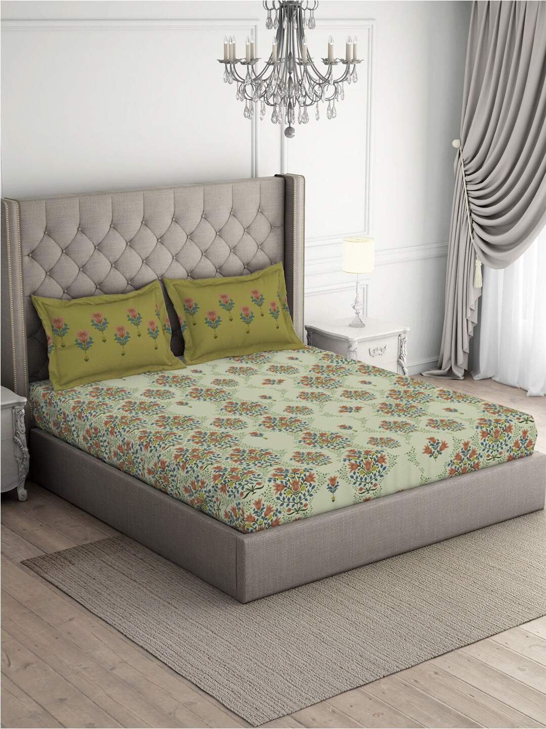 SPACES Queens Garden Yellow & Blue Floral Cotton 140 TC Queen Bedsheet & 2 Pillow Covers
SPACES Queens Garden Yellow & Blue Floral Cotton 140 TC Queen Bedsheet & 2 Pillow Covers