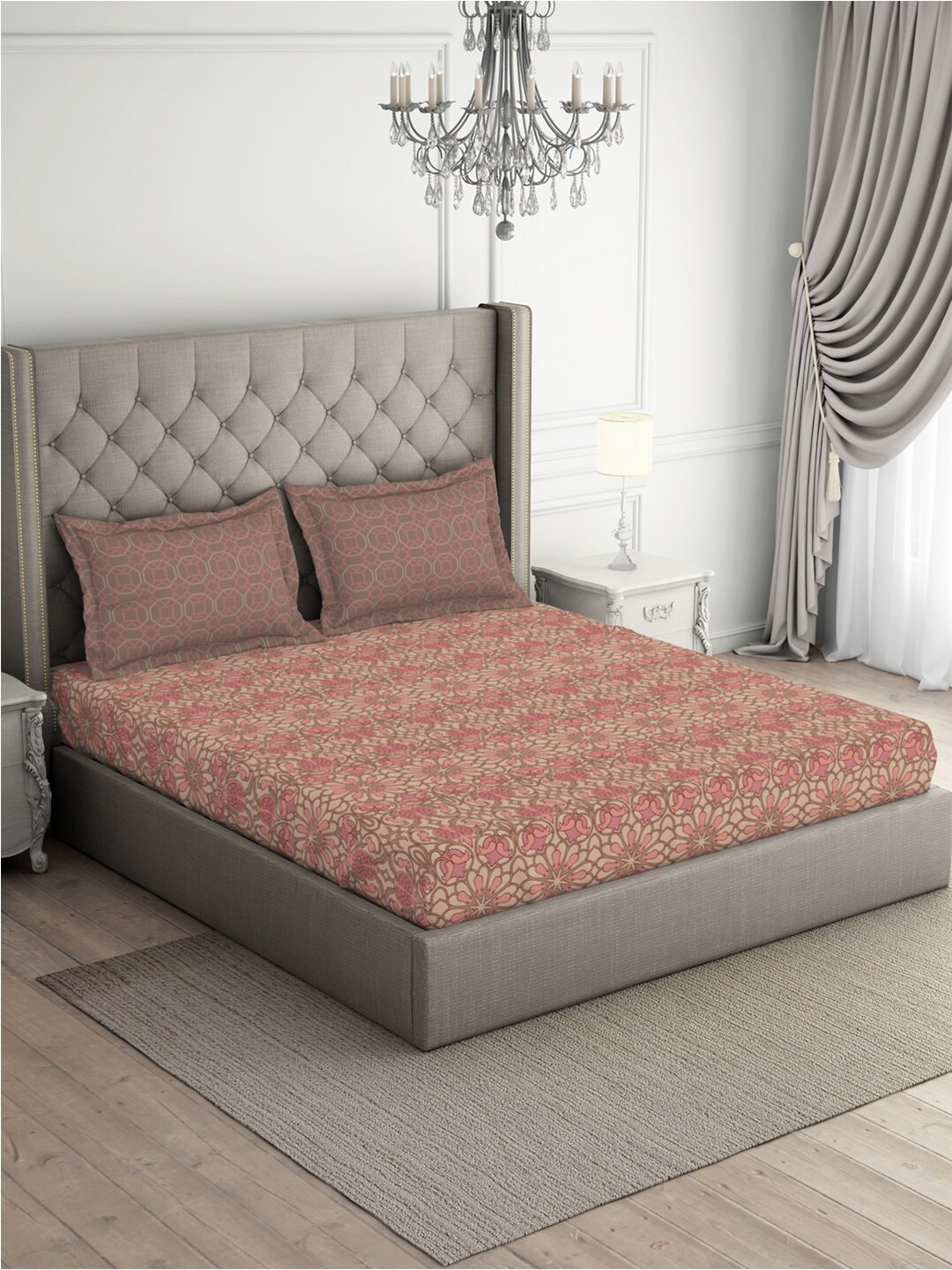 SPACES Queens Garden Pink & Green Pure Cotton 140 TC Queen Bedsheet with 2 Pillow Covers
SPACES Queens Garden Pink & Green Pure Cotton 140 TC Queen Bedsheet with 2 Pillow Covers