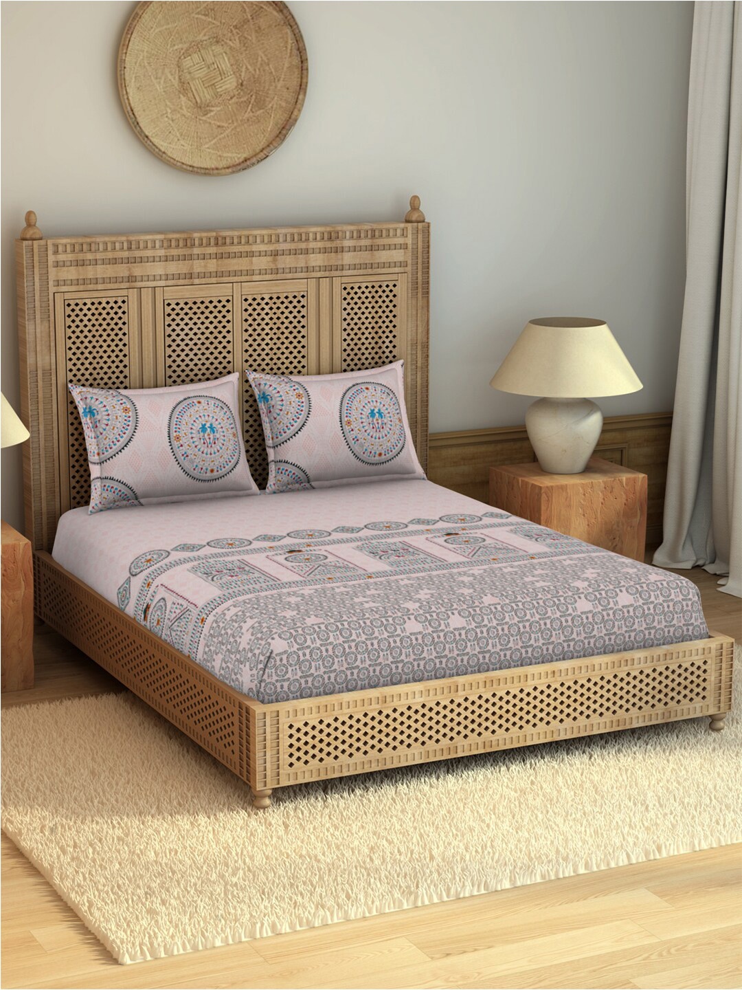 SPACES Warli Pink Ethnic Motifs Pure Cotton 210 TC Super King Bedsheet & 2 Pillow Covers
SPACES Warli Pink Ethnic Motifs Pure Cotton 210 TC Super King Bedsheet & 2 Pillow Covers