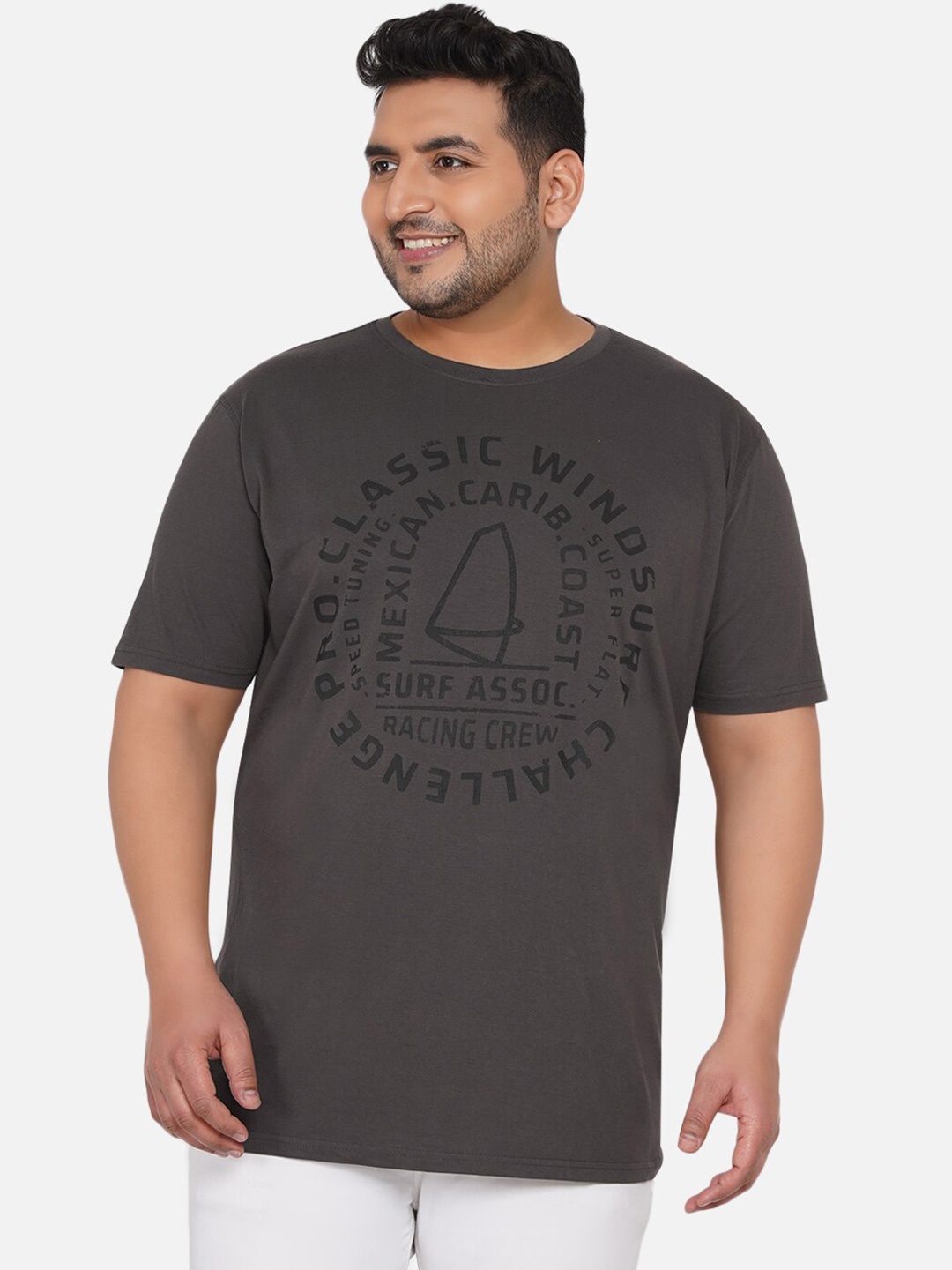 Santonio Typography Printed Cotton T-shirt, Brown