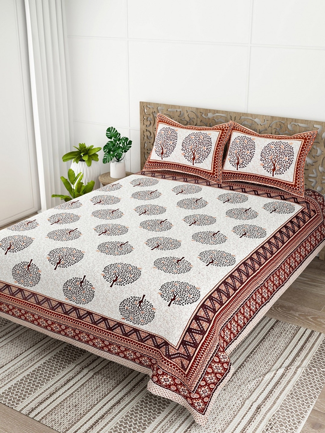 Salona Bichona Peach & White Floral Pure Cotton 120 TC Queen Bedsheet with 2 Pillow Covers
Salona Bichona Peach & White Floral Pure Cotton 120 TC Queen Bedsheet with 2 Pillow Covers