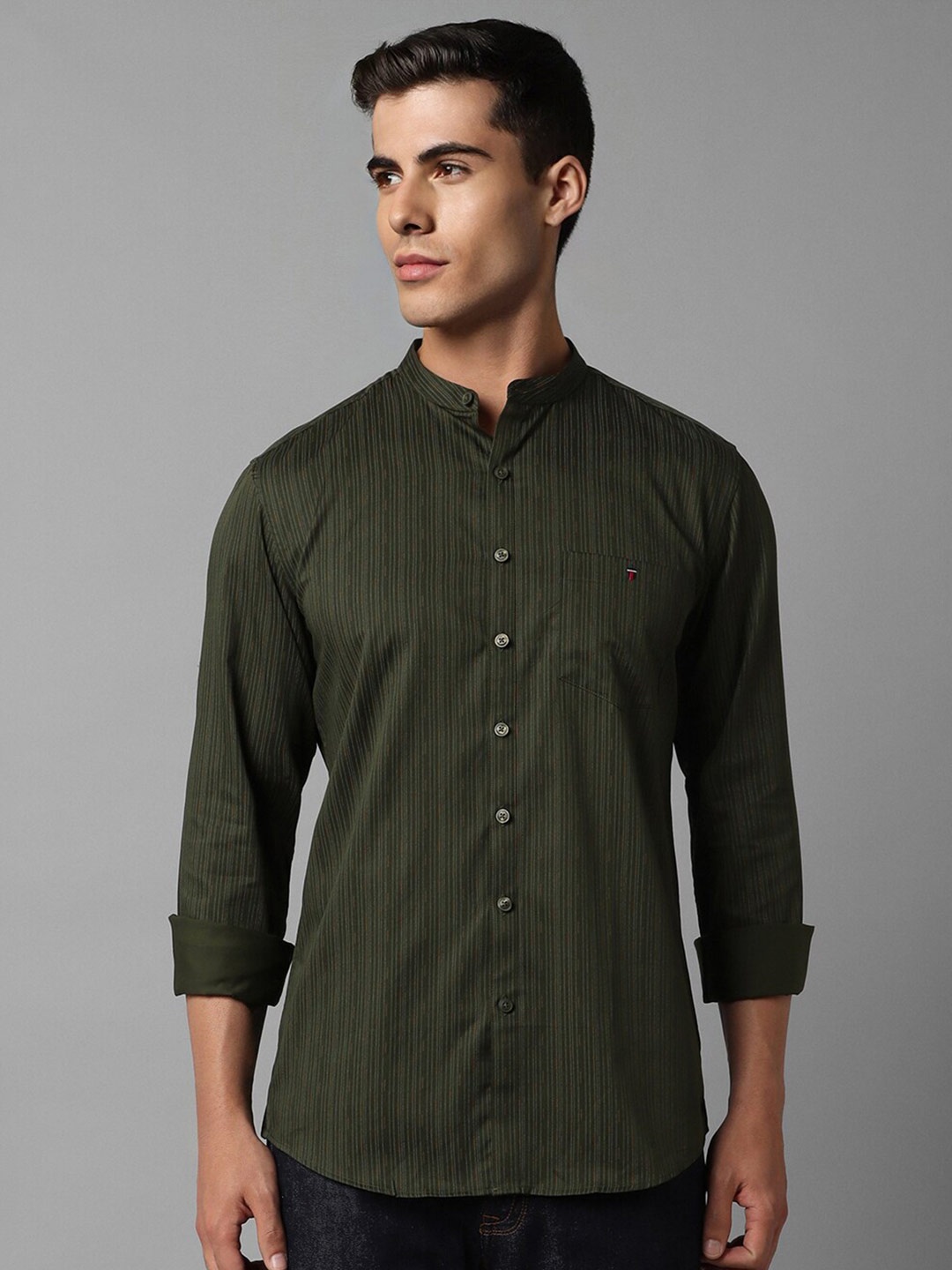 Louis Philippe Sport Slim Fit Striped Mandarin Collar Pure Cotton Casual Shirt, Olive
Louis Philippe Sport Slim Fit Striped Mandarin Collar Pure Cotton Casual Shirt, Olive