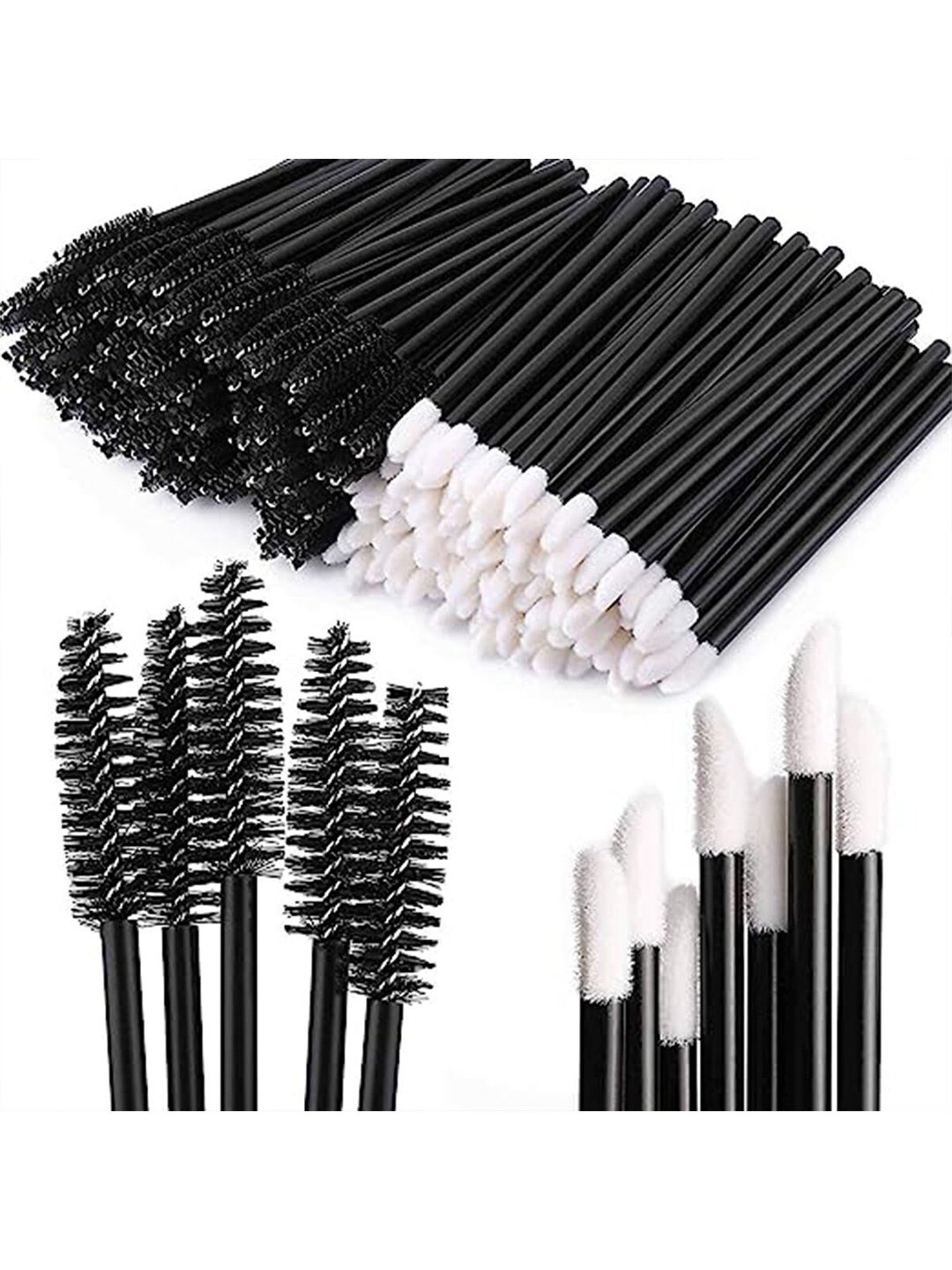 Veoni BELLE Set of Disposable Lip Gloss Applicator & Mascara Eyelash Wands - 100Pcs each, Black
Veoni BELLE Set of Disposable Lip Gloss Applicator & Mascara Eyelash Wands - 100Pcs each, Black