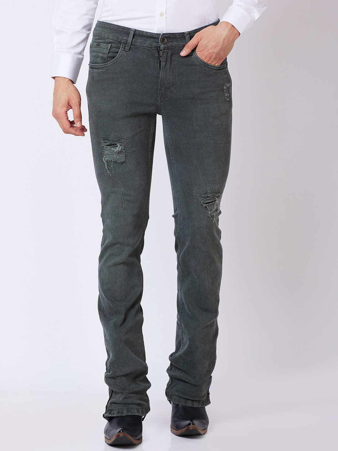 mode de base Men Bootcut Low-Rise Mildly Distressed Light Fade Stretchable Jeans, Green
mode de base Men Bootcut Low-Rise Mildly Distressed Light Fade Stretchable Jeans, Green