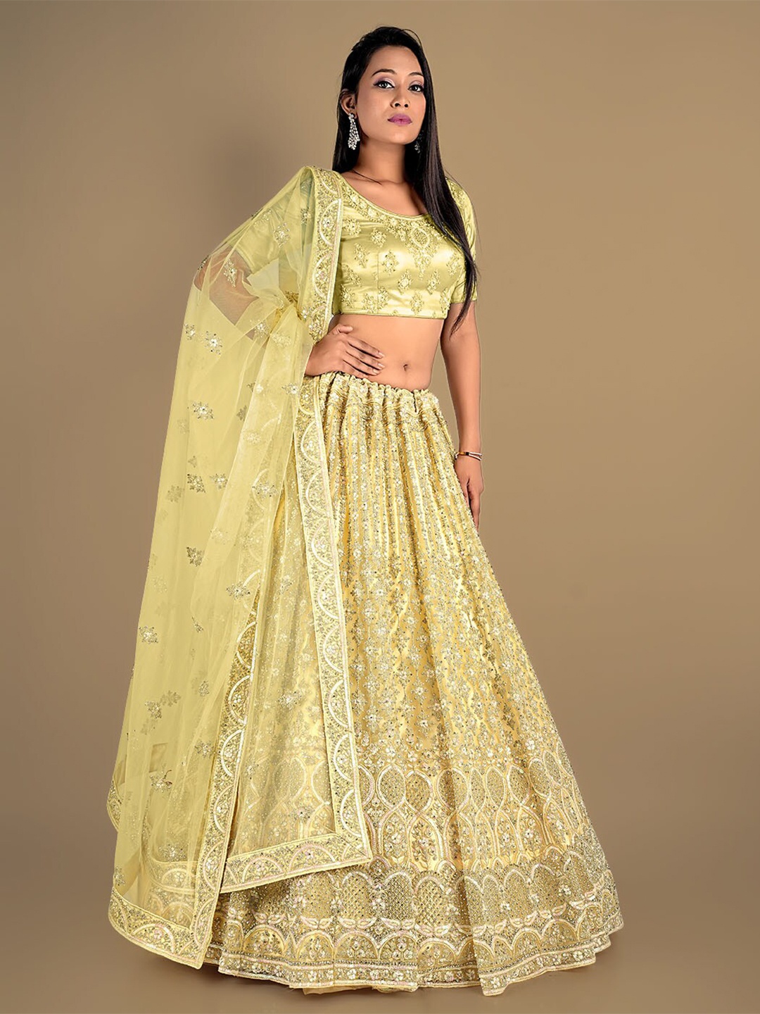 HALFSAREE STUDIO Embroidered Semi-Stitched Lehenga & Unstitched Blouse With Dupatta, Yellow
HALFSAREE STUDIO Embroidered Semi-Stitched Lehenga & Unstitched Blouse With Dupatta, Yellow
