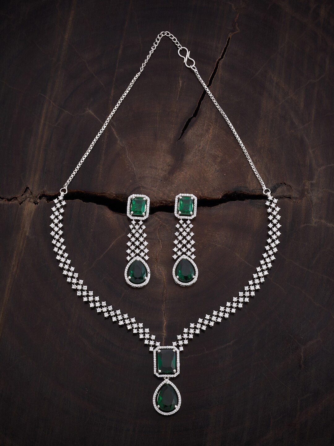 Kushal's Fashion Jewellery Rhodium-Plated Zircon Stone-Studded Jewellery Set, Silver
Kushal's Fashion Jewellery Rhodium-Plated Zircon Stone-Studded Jewellery Set, Silver