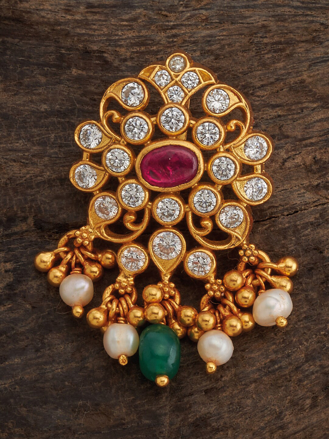 Kushal's Fashion Jewellery Gold-Plated Pure Silver Stones Studded & Beaded Temple Pendant
Kushal's Fashion Jewellery Gold-Plated Pure Silver Stones Studded & Beaded Temple Pendant