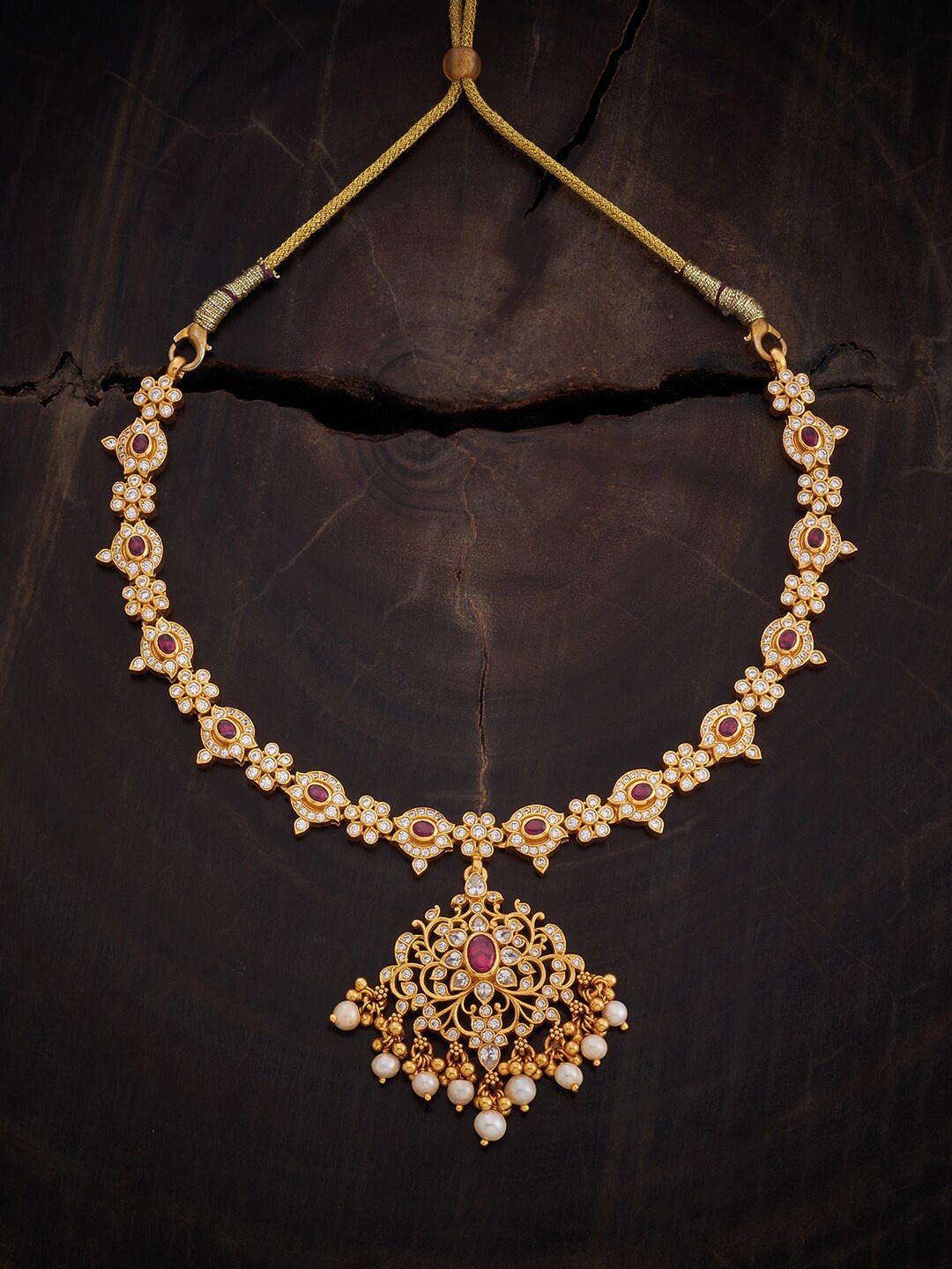 Kushal's Fashion Jewellery 92.5 Pure Silver Gold Plated Ruby Studded Temple Necklace
Kushal's Fashion Jewellery 92.5 Pure Silver Gold Plated Ruby Studded Temple Necklace