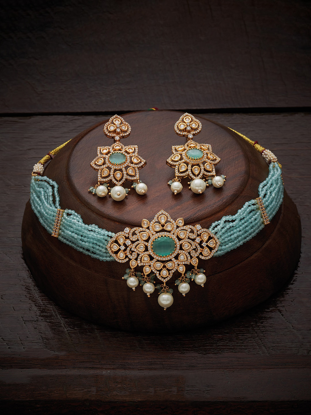 Kushal's Fashion Jewellery Gold-Plated Cubic Zirconia Stone-Studded & Beaded Jewellery Set
Kushal's Fashion Jewellery Gold-Plated Cubic Zirconia Stone-Studded & Beaded Jewellery Set