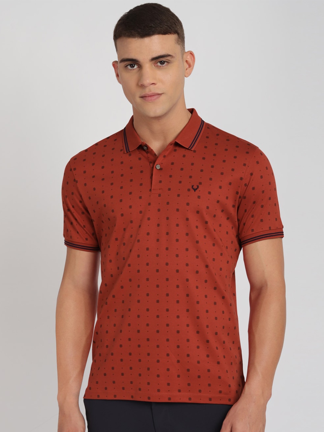 Allen Solly Geometric Printed Polo Collar Pockets Pure Cotton T-shirt, Orange
Allen Solly Geometric Printed Polo Collar Pockets Pure Cotton T-shirt, Orange