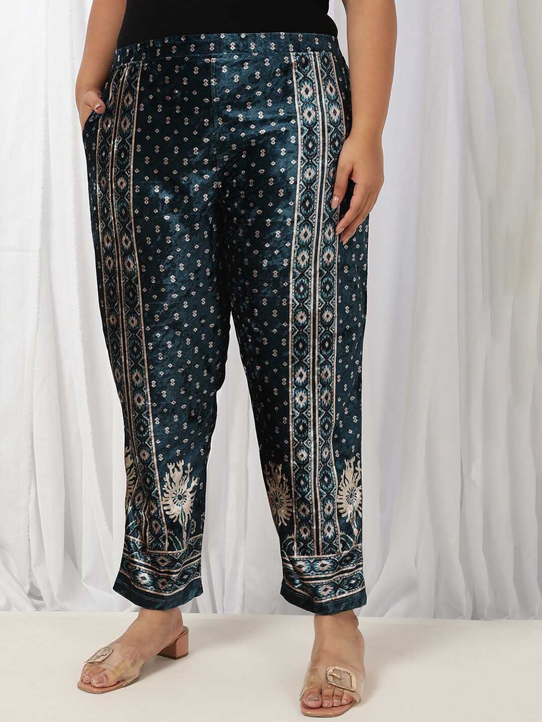 Amydus Women Plus Size Ethnic Motifs Printed Straight Fit Easy Wash Trouser, Teal
Amydus Women Plus Size Ethnic Motifs Printed Straight Fit Easy Wash Trouser, Teal
