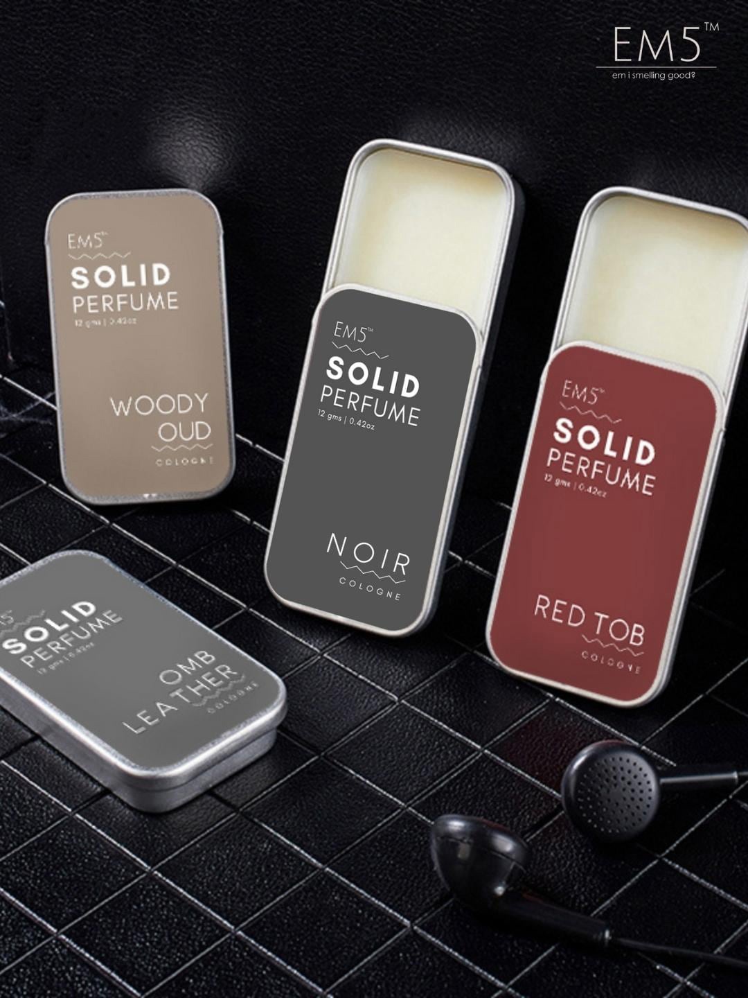 EM5 Solid Set Of 4 Noir-Woody Oud-Red Tob-Quad Cologne Perfume - 12g Each, Off white
EM5 Solid Set Of 4 Noir-Woody Oud-Red Tob-Quad Cologne Perfume - 12g Each, Off white