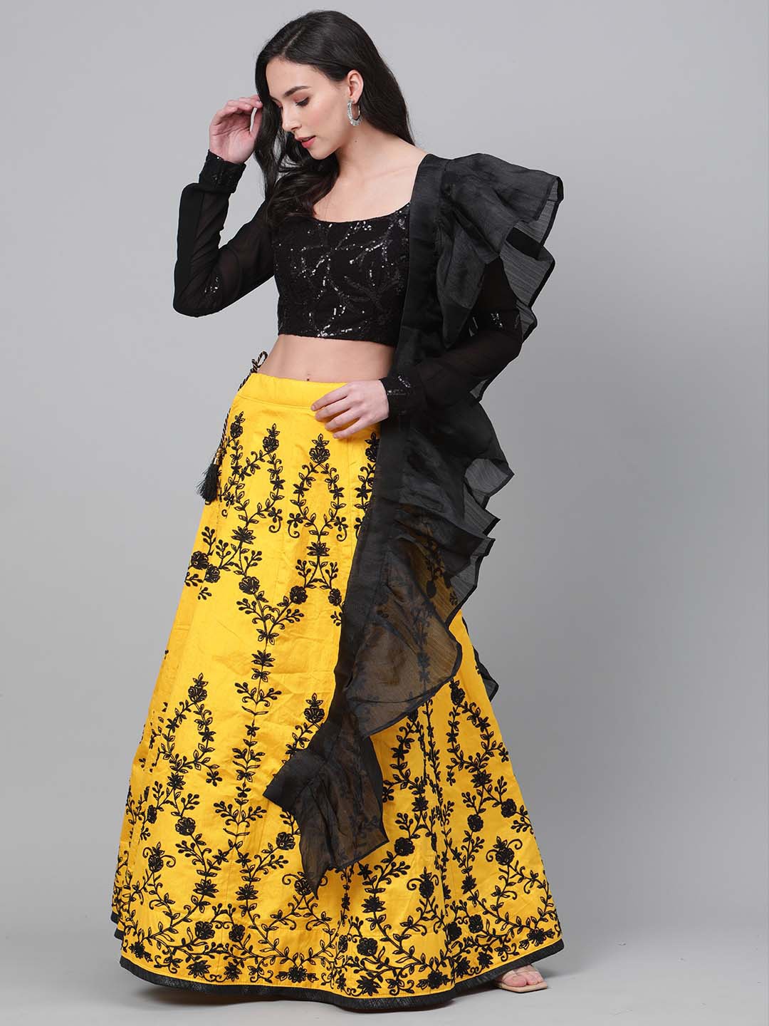 SHUBHKALA Embellished Thread Work Semi-Stitched Lehenga & Unstitched Blouse With Dupatta, Yellow
SHUBHKALA Embellished Thread Work Semi-Stitched Lehenga & Unstitched Blouse With Dupatta, Yellow