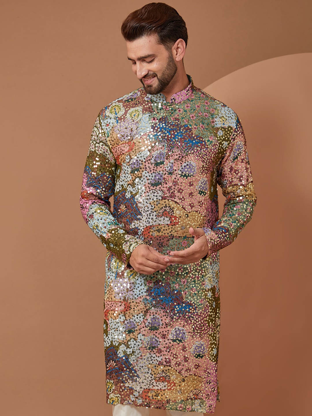 KASBAH CLOTHING NISHCHAIY SAJDEH Ethnic Motifs Embroidered Sequinned Kurta, Multi
KASBAH CLOTHING NISHCHAIY SAJDEH Ethnic Motifs Embroidered Sequinned Kurta, Multi