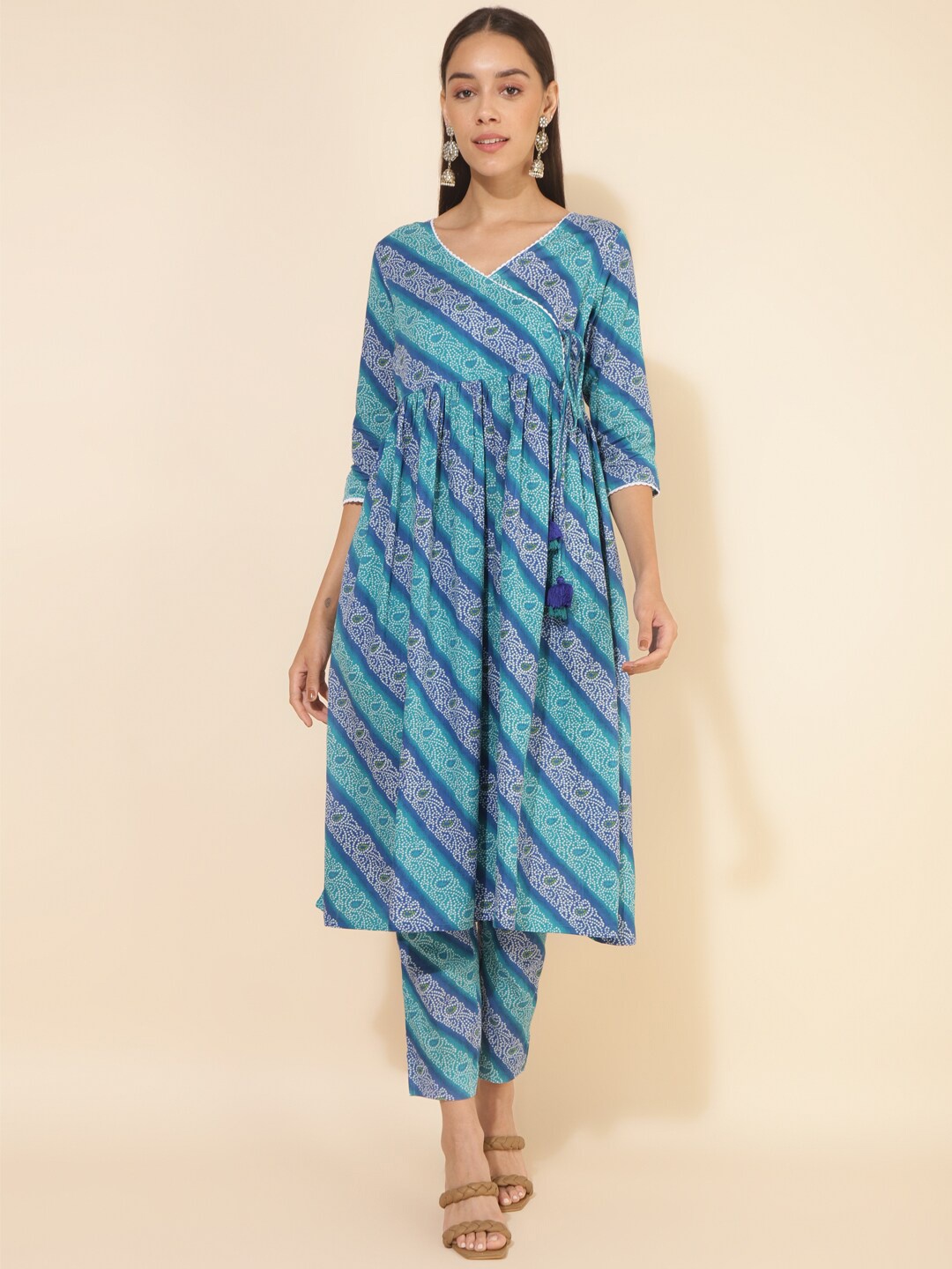 Janasya Bandhani Printed Angrakha Gotta Patti Pure Cotton Kurta With Trousers, Blue
Janasya Bandhani Printed Angrakha Gotta Patti Pure Cotton Kurta With Trousers, Blue