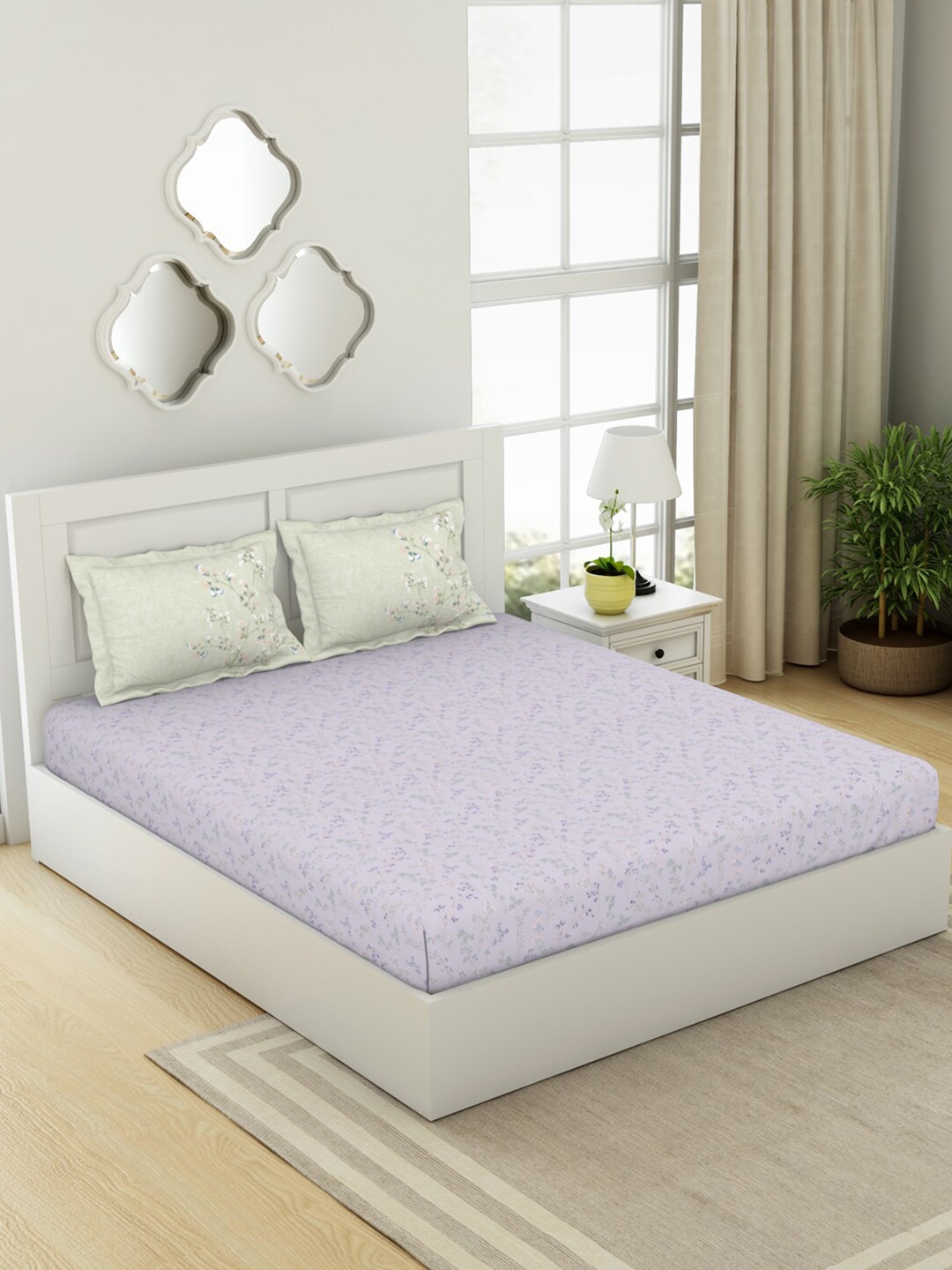 SPACES Bohemia Violet Printed Cotton 144 TC Fitted King Bedsheet with 2 Pillow Covers
SPACES Bohemia Violet Printed Cotton 144 TC Fitted King Bedsheet with 2 Pillow Covers