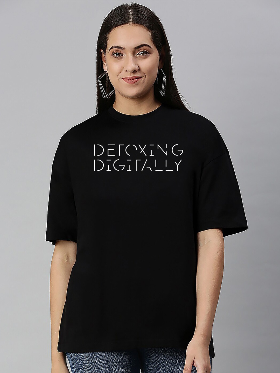 Huetrap Typography Printed Drop-Shoulder Sleeves Oversized Cotton T-shirt, Black
Huetrap Typography Printed Drop-Shoulder Sleeves Oversized Cotton T-shirt, Black