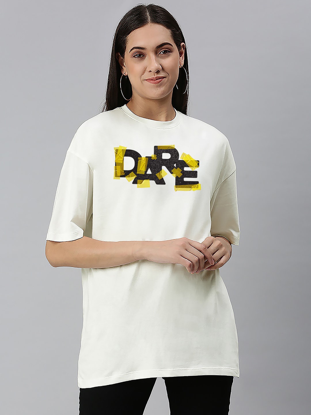 Huetrap Typography Printed Drop-Shoulder Sleeves Oversized Cotton T-shirt, Off white
Huetrap Typography Printed Drop-Shoulder Sleeves Oversized Cotton T-shirt, Off white