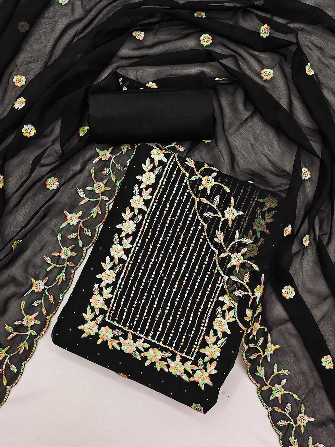 KALINI Ethnic Motifs Embroidered Thread Work Detailed Unstitched Dress Material, Black
KALINI Ethnic Motifs Embroidered Thread Work Detailed Unstitched Dress Material, Black