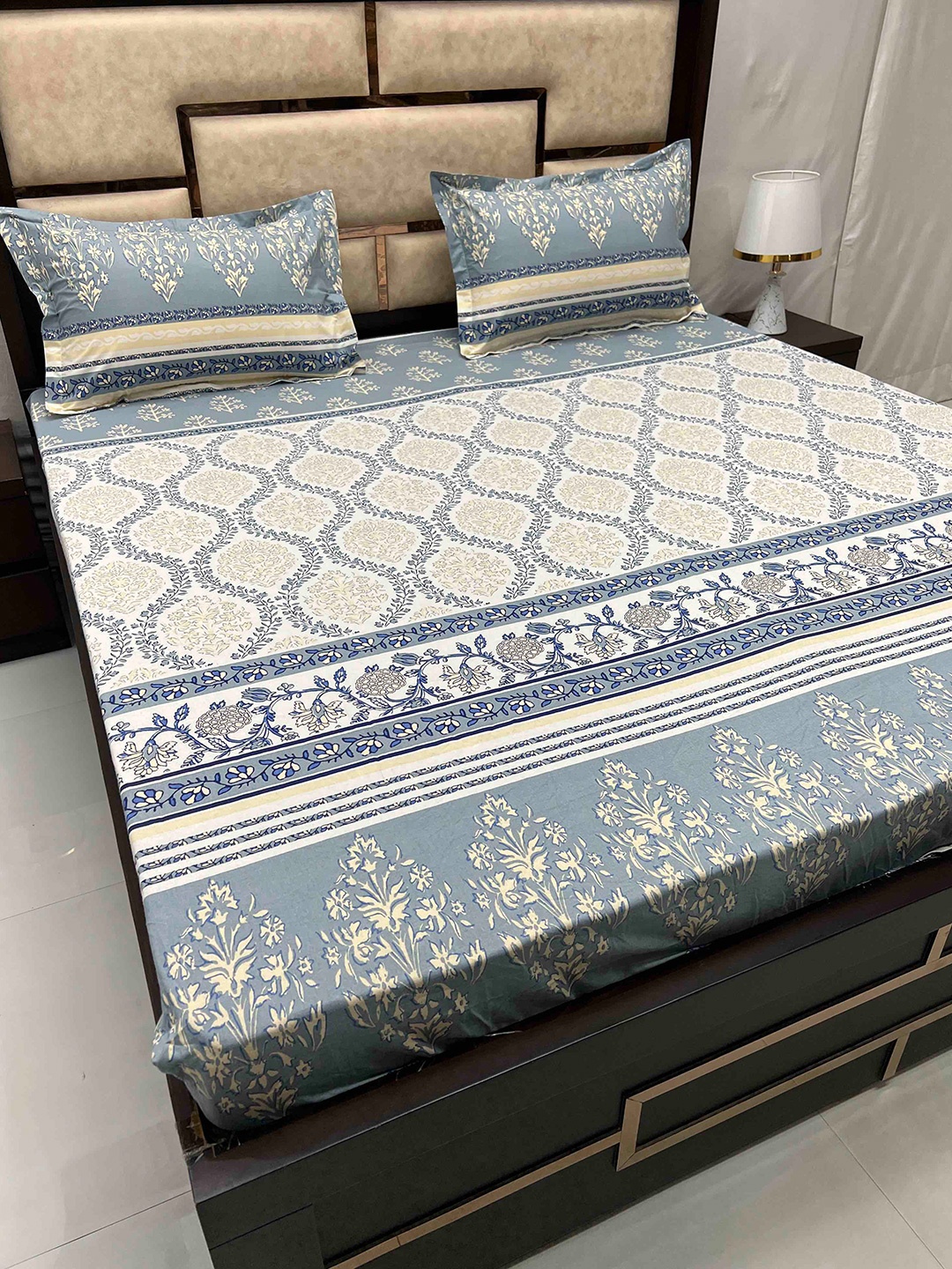 Pure Decor Sapphire Blue Ethnic Cotton 330 TC Fitted King Bedsheet & 2 Pillow Covers
Pure Decor Sapphire Blue Ethnic Cotton 330 TC Fitted King Bedsheet & 2 Pillow Covers