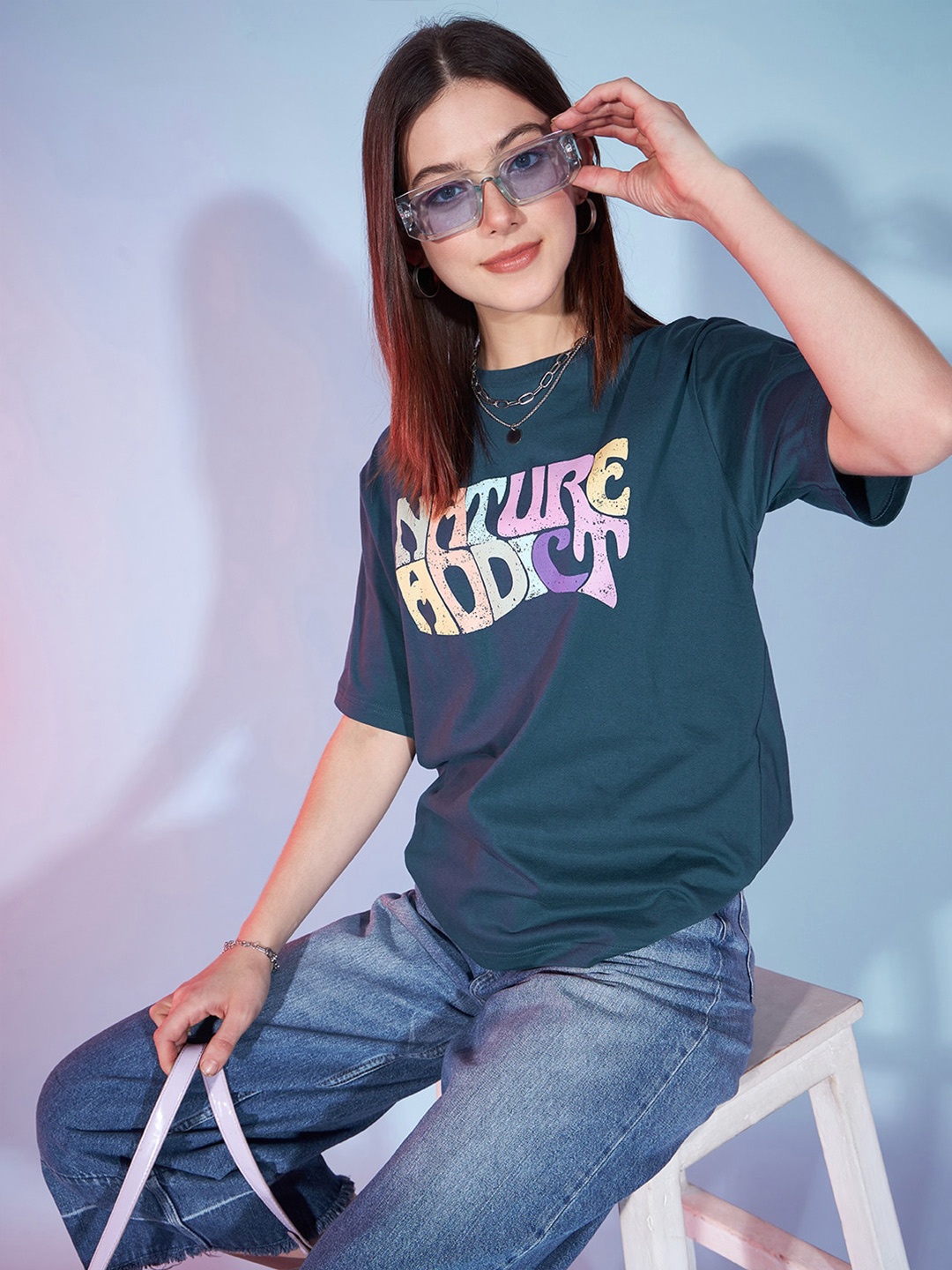 DressBerry Teal Typography Printed Drop-Shoulder Sleeves Oversized Pure Cotton T-shirt
DressBerry Teal Typography Printed Drop-Shoulder Sleeves Oversized Pure Cotton T-shirt