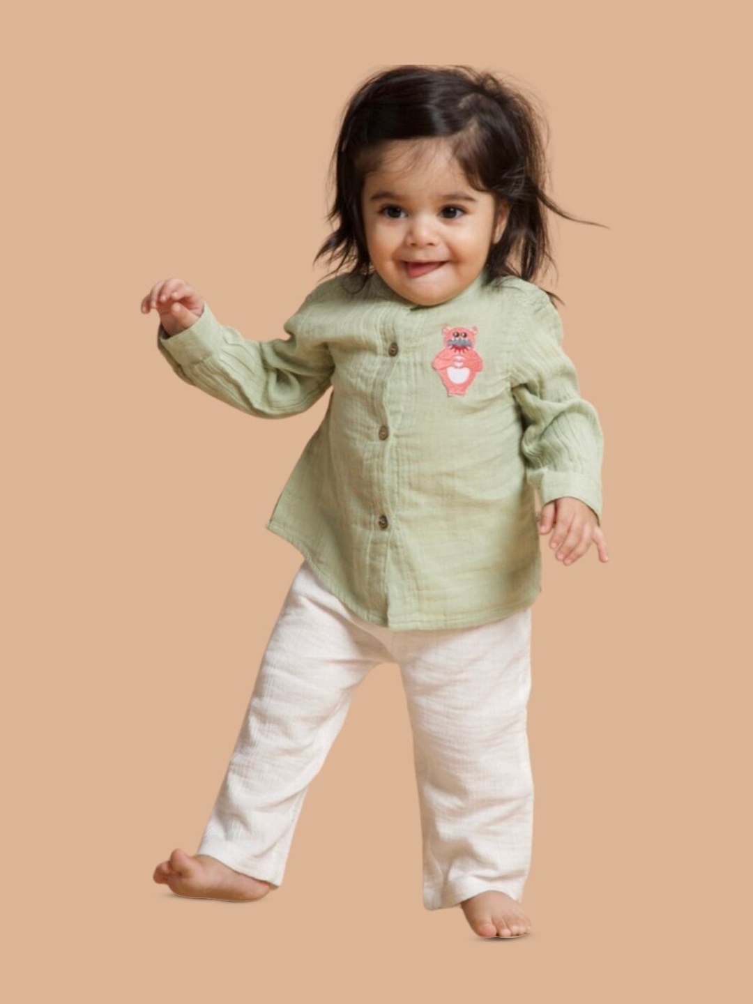 Greendeer Infants Band Collar Double Crinkle Pure Cotton Shirt With Pyjamas, Sea green
Greendeer Infants Band Collar Double Crinkle Pure Cotton Shirt With Pyjamas, Sea green