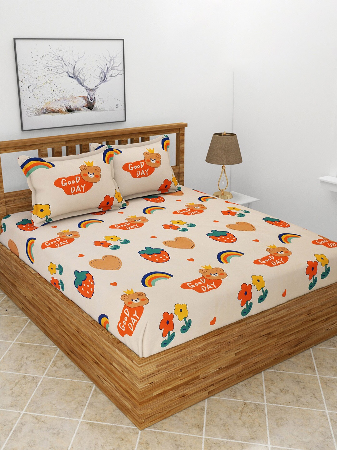 BREVARD Pink & Green Cartoon Characters 180 TC Fitted Queen Bedsheet with 2 Pillow Covers
BREVARD Pink & Green Cartoon Characters 180 TC Fitted Queen Bedsheet with 2 Pillow Covers